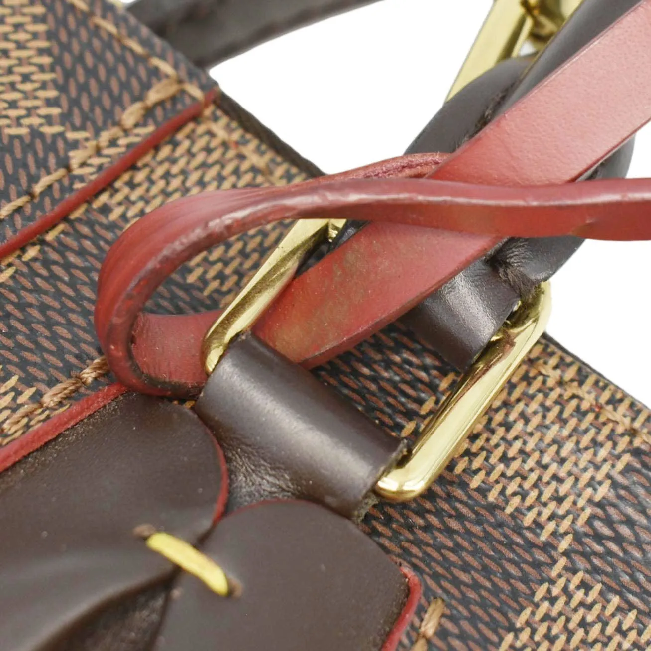 LOUIS VUITTON Caissa MM Damier Ebene Tote Bag Brown