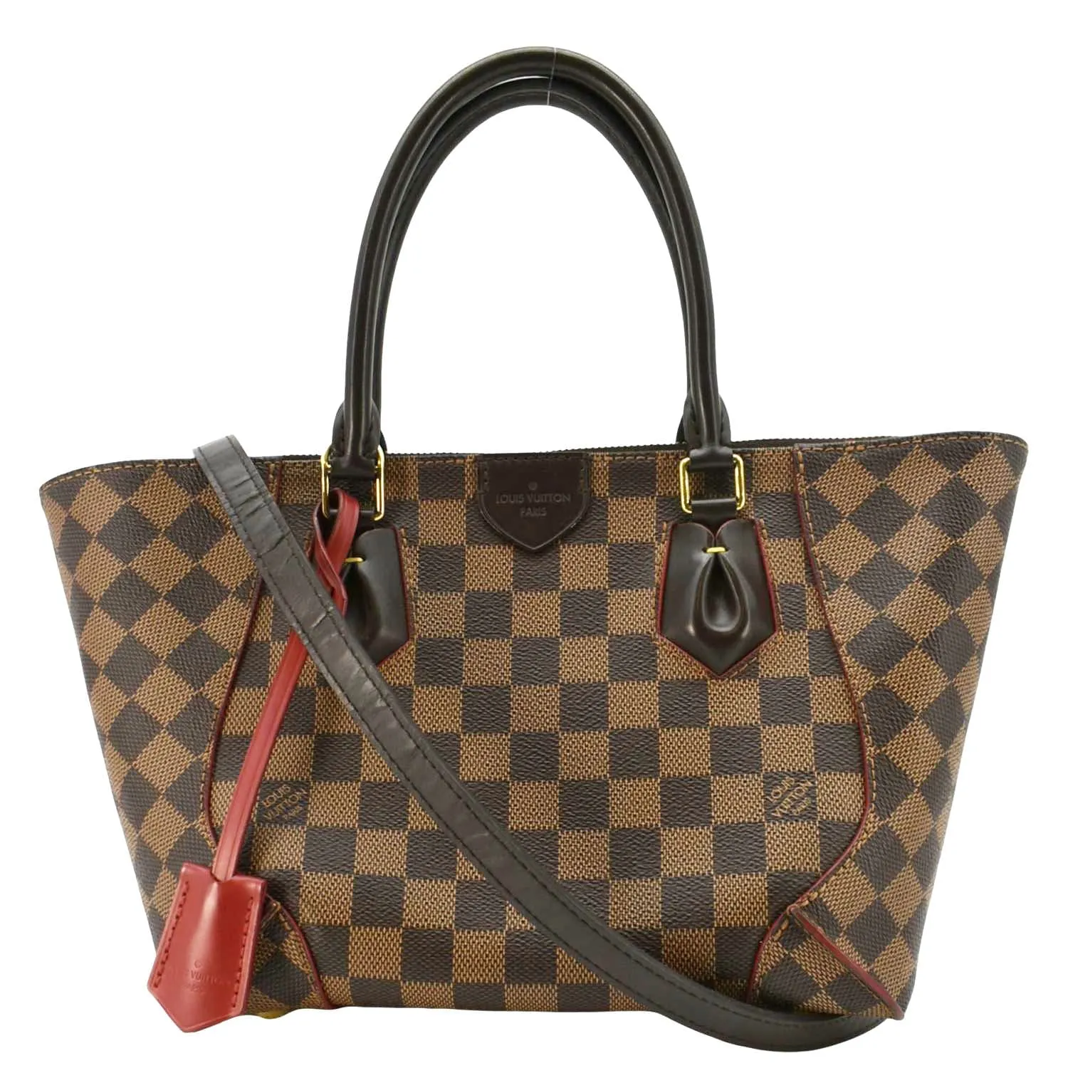 LOUIS VUITTON Caissa MM Damier Ebene Tote Bag Brown