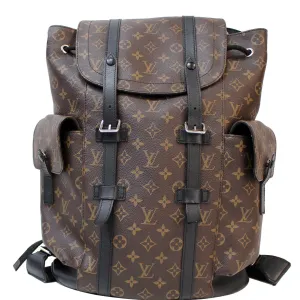 LOUIS VUITTON Christopher PM Monogram Macassar Canvas Backpack Bag Brown