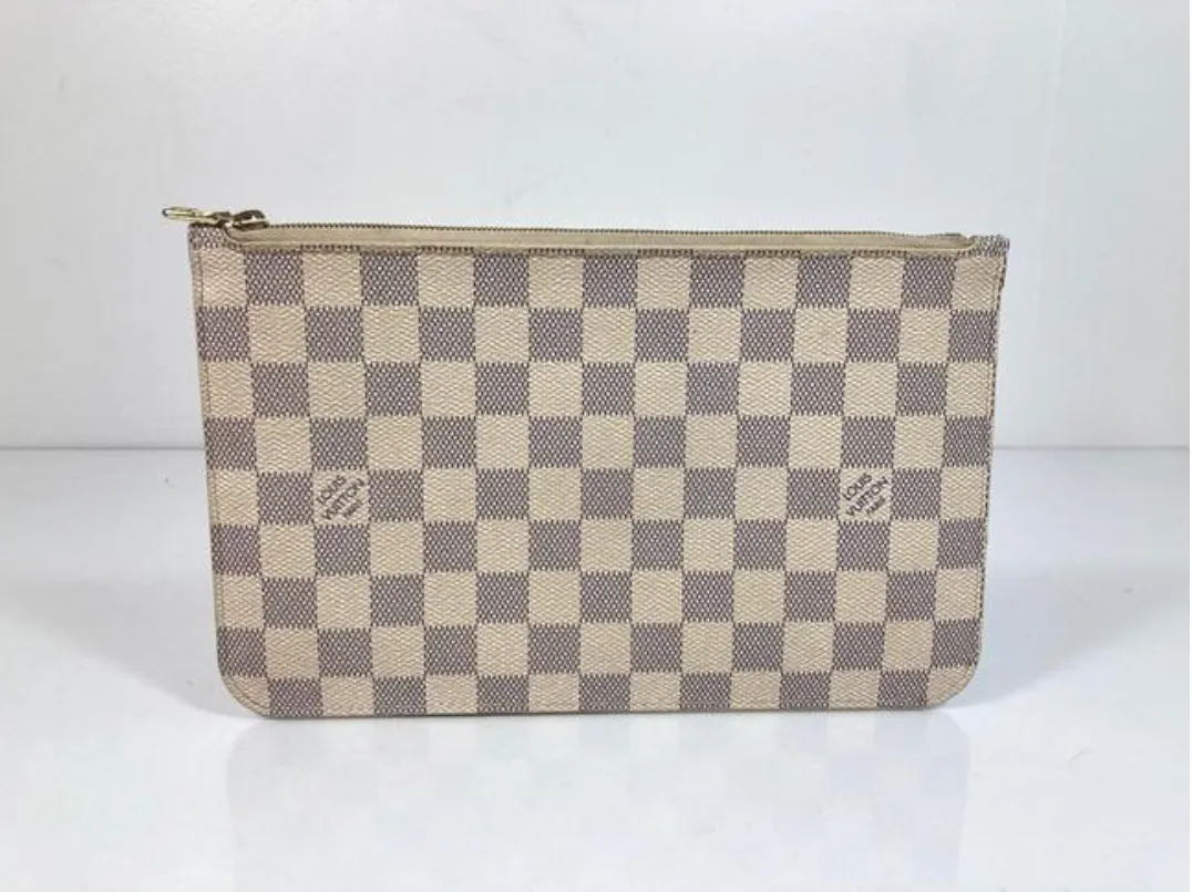 Louis Vuitton Damier Azur Neverfull GM Pouch with Cream Interior