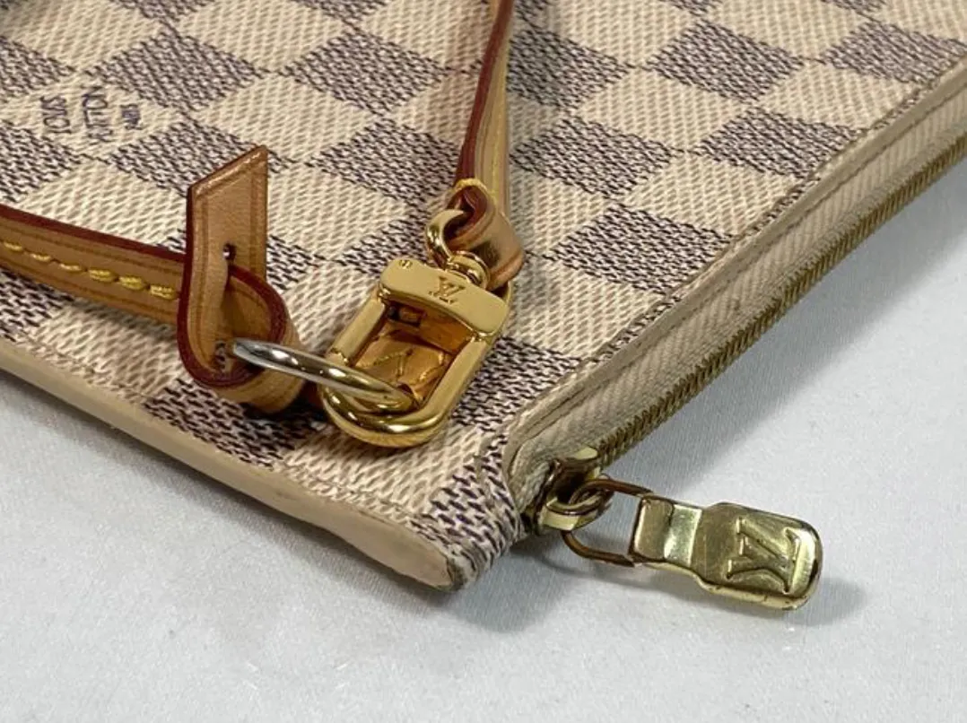 Louis Vuitton Damier Azur Neverfull GM Pouch with Cream Interior