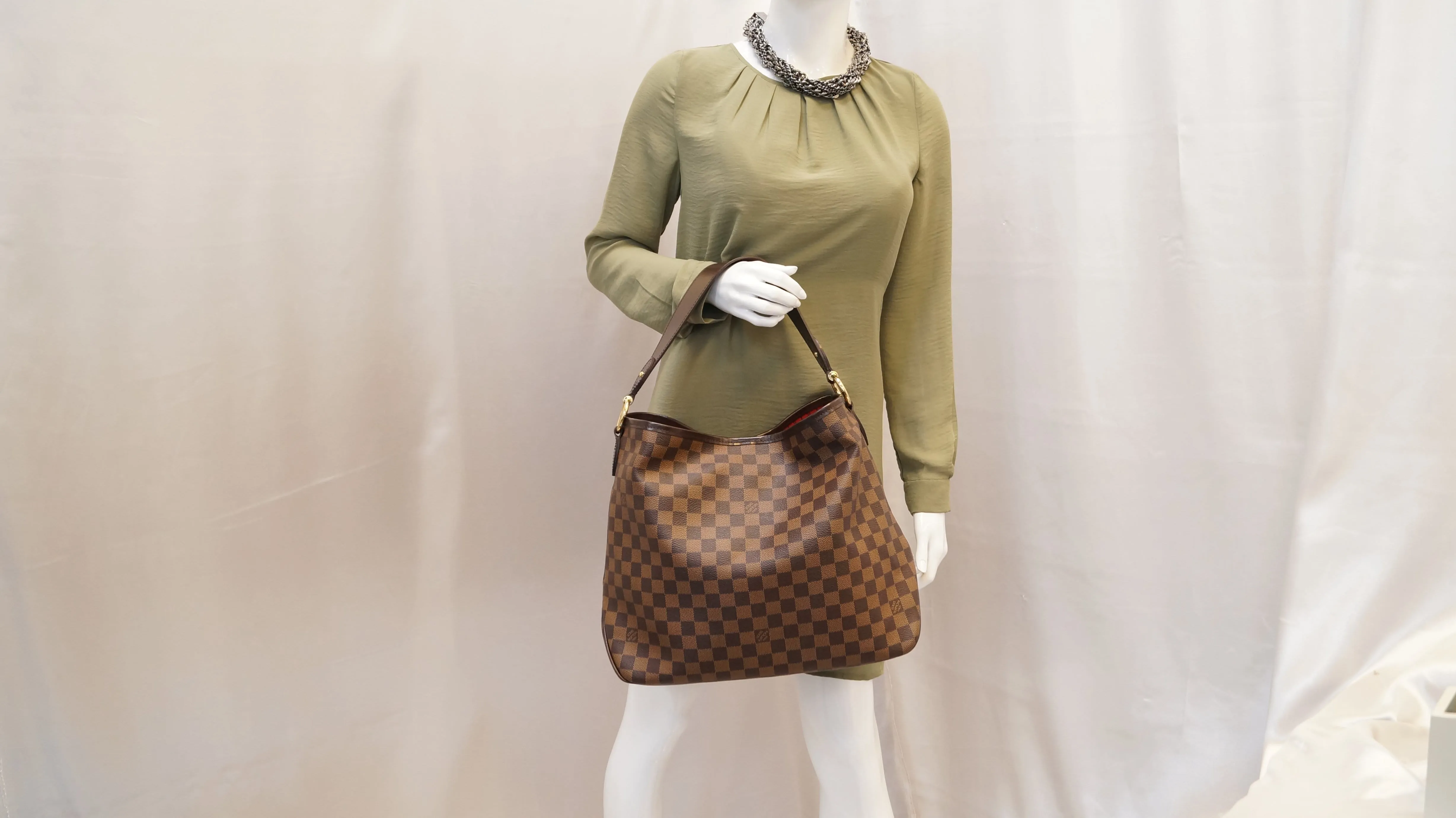 LOUIS VUITTON Damier Ebene Delightful MM NM Hobo Bag