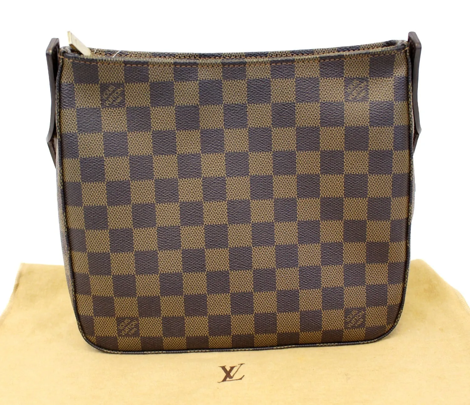 LOUIS VUITTON Damier Ebene Looping MM Brown Shoulder Bag