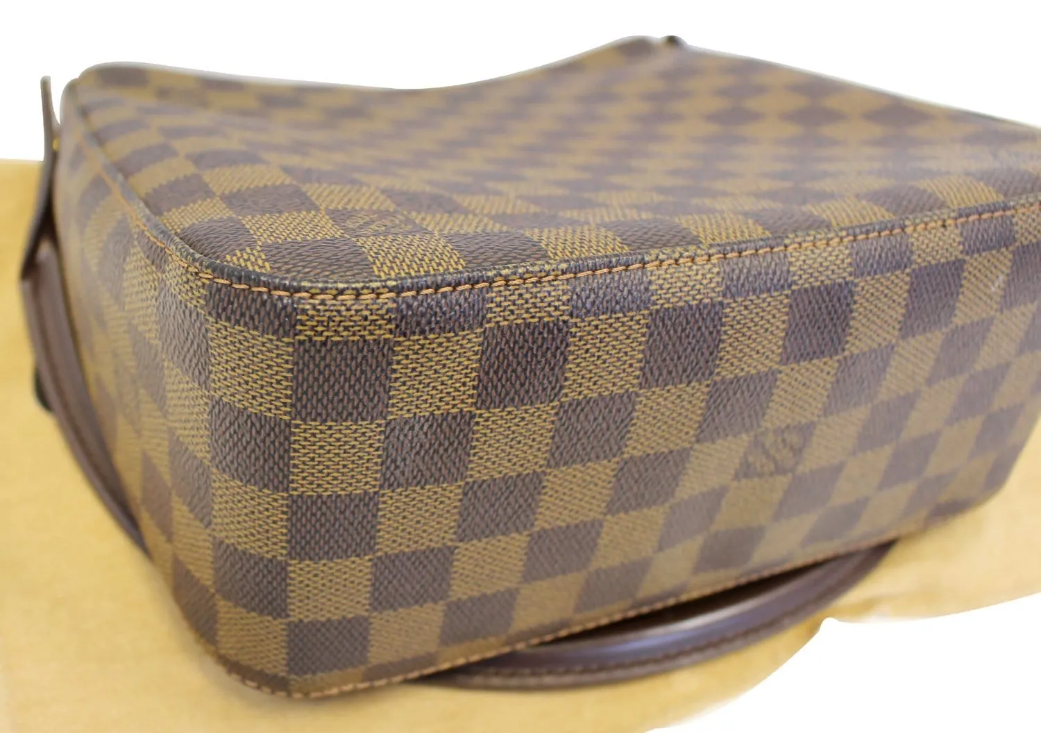 LOUIS VUITTON Damier Ebene Looping MM Brown Shoulder Bag