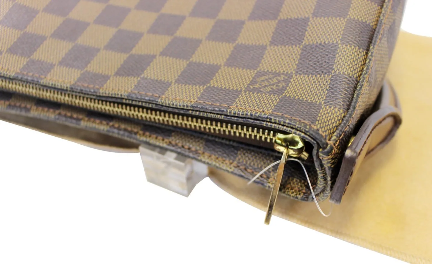 LOUIS VUITTON Damier Ebene Looping MM Brown Shoulder Bag