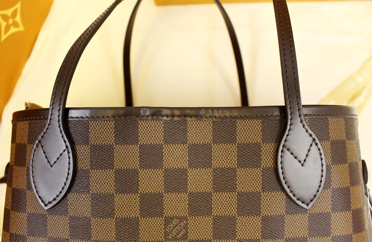 LOUIS VUITTON Damier Ebene Neverfull MM NM Pink Tote Bag