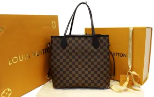 LOUIS VUITTON Damier Ebene Neverfull MM NM Pink Tote Bag