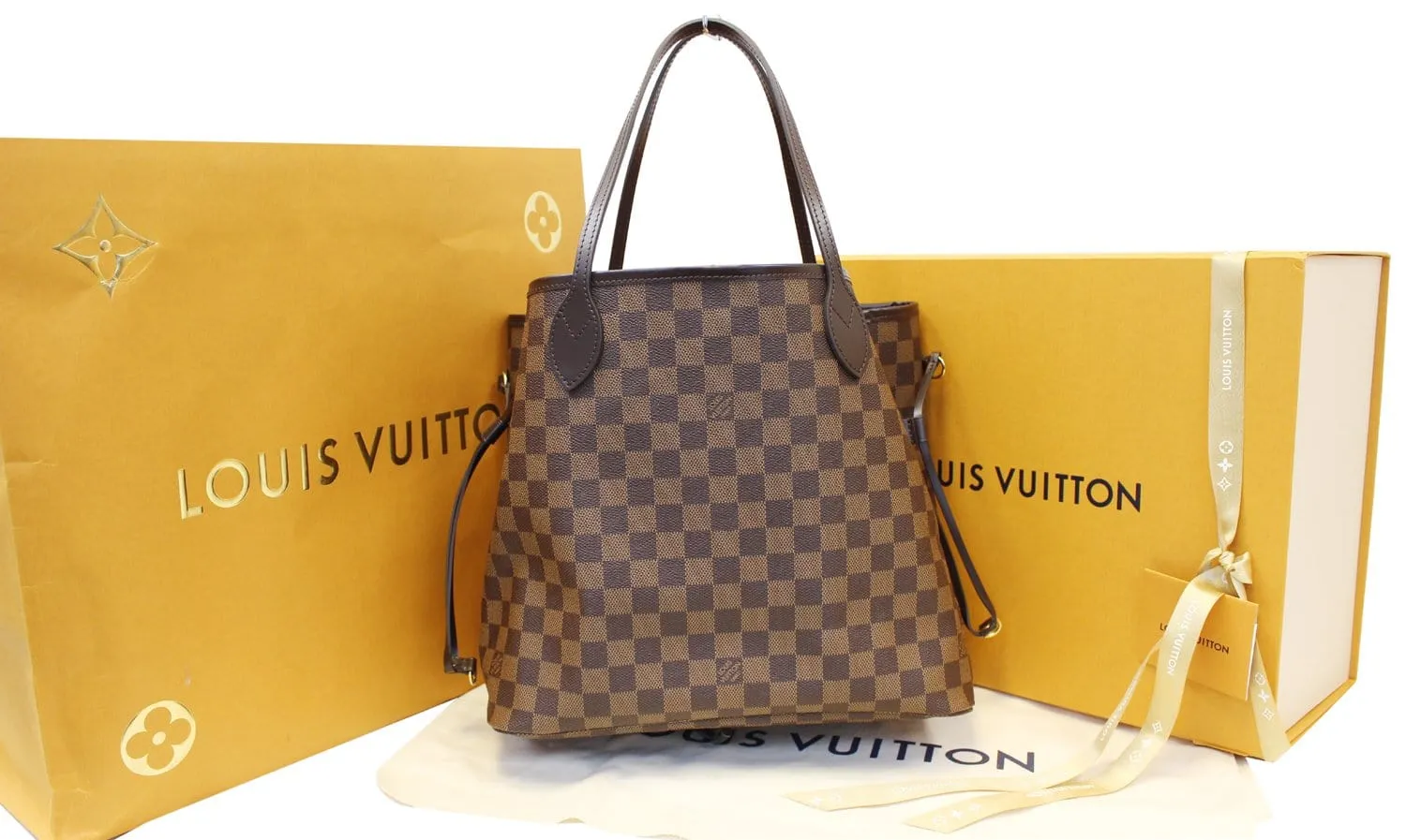 LOUIS VUITTON Damier Ebene Neverfull MM NM Pink Tote Bag