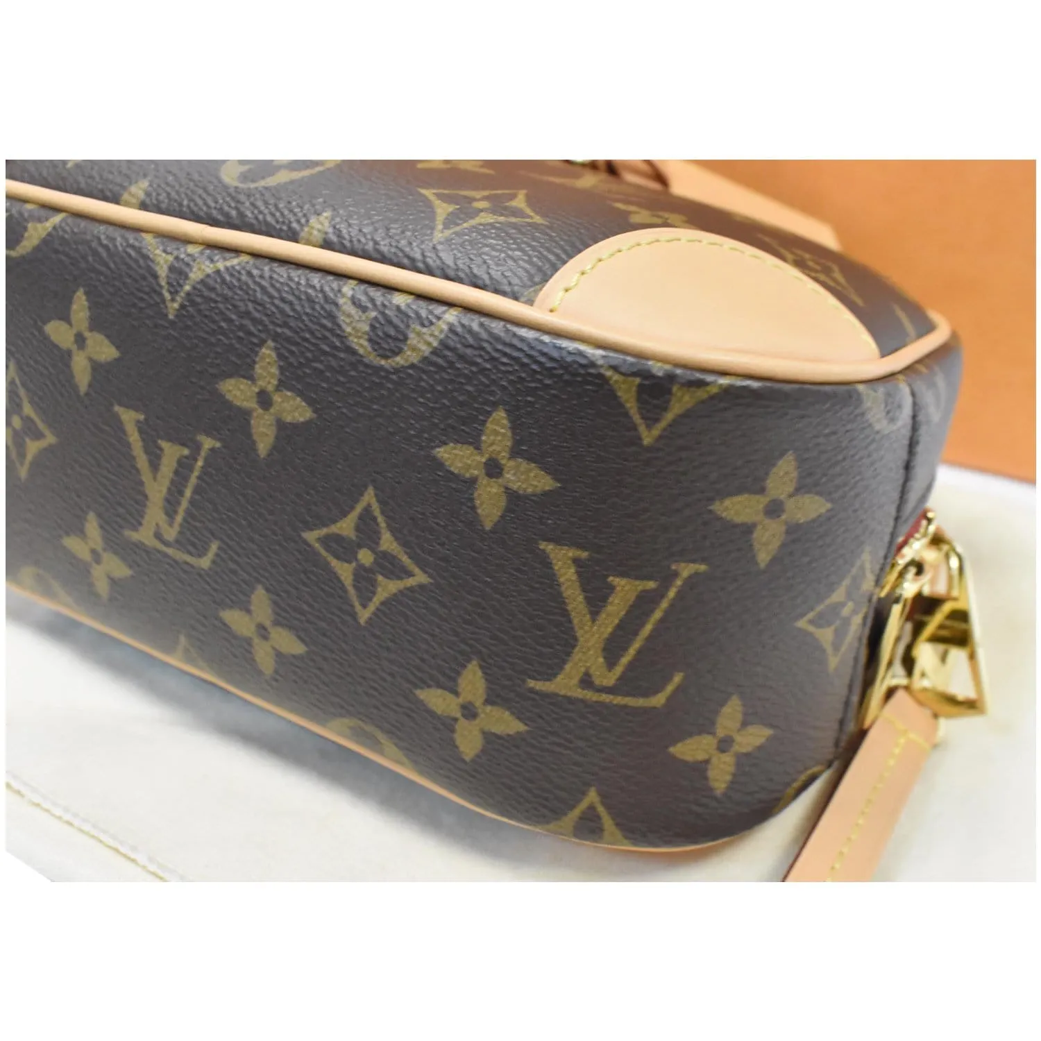 LOUIS VUITTON Deauville Mini Monogram Canvas Shoulder Bag Brown