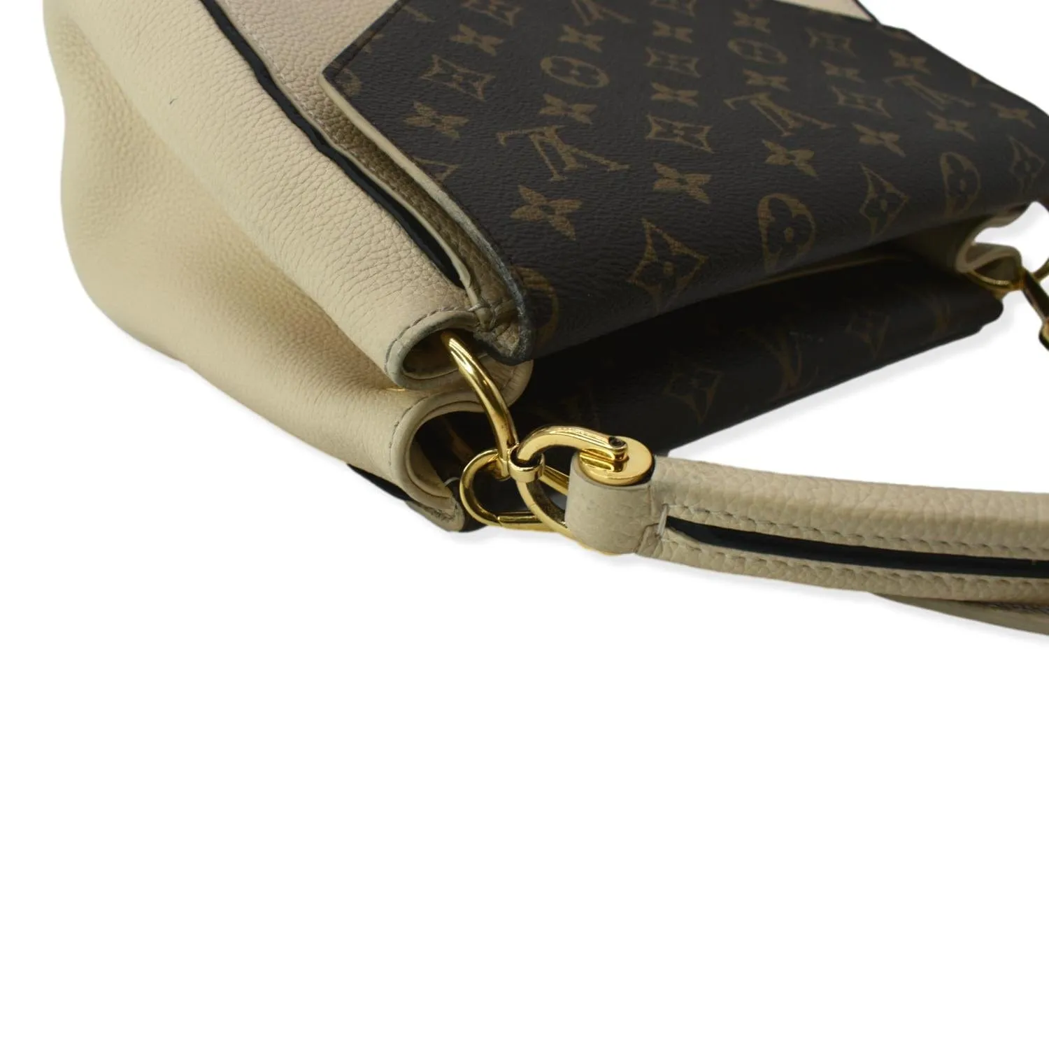 LOUIS VUITTON Double V Grained Leather Monogram Shoulder Bag Brown