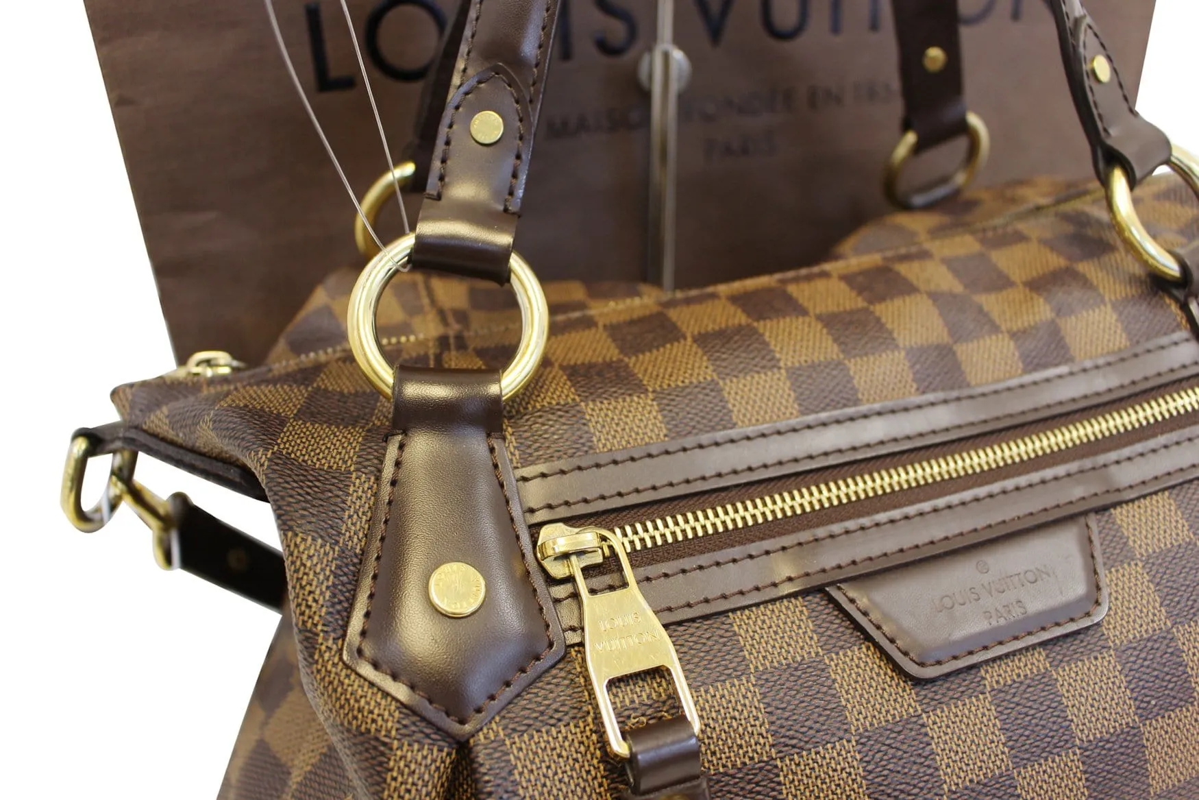 Louis Vuitton Evora MM Damier Ebene Tote Shoulder Bag