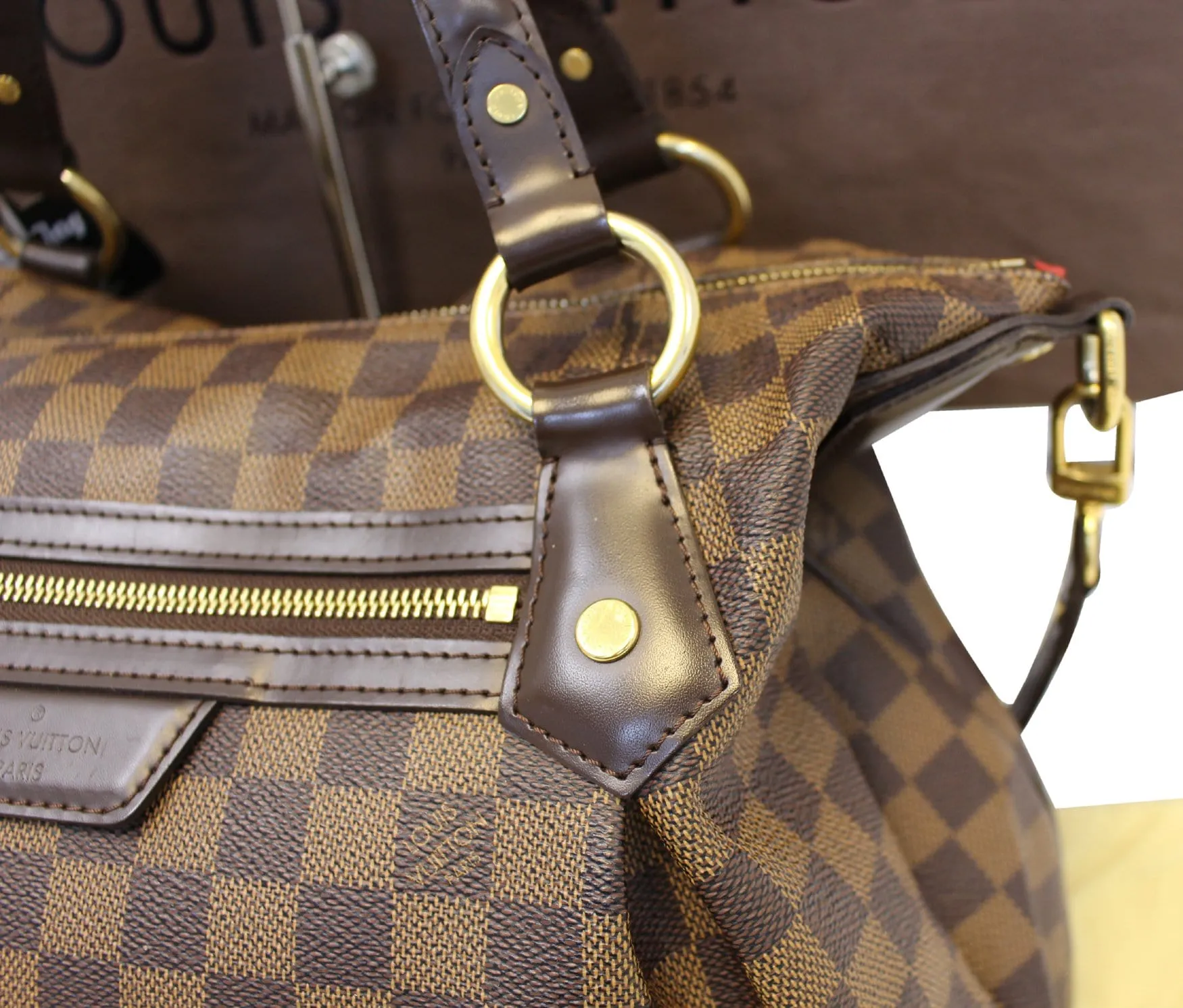 Louis Vuitton Evora MM Damier Ebene Tote Shoulder Bag