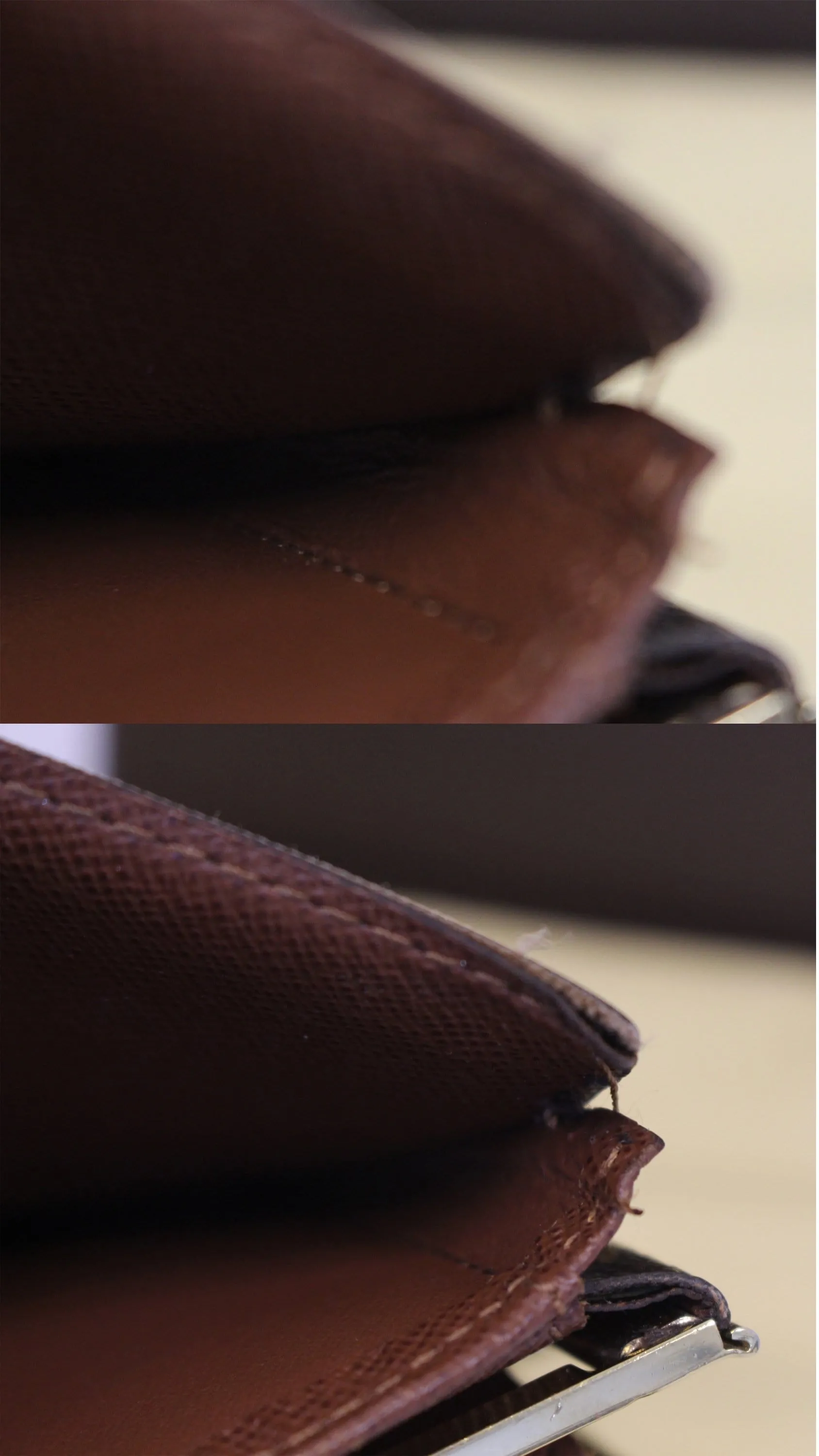 LOUIS VUITTON French Kisslock Monogram Canvas Wallet Brown