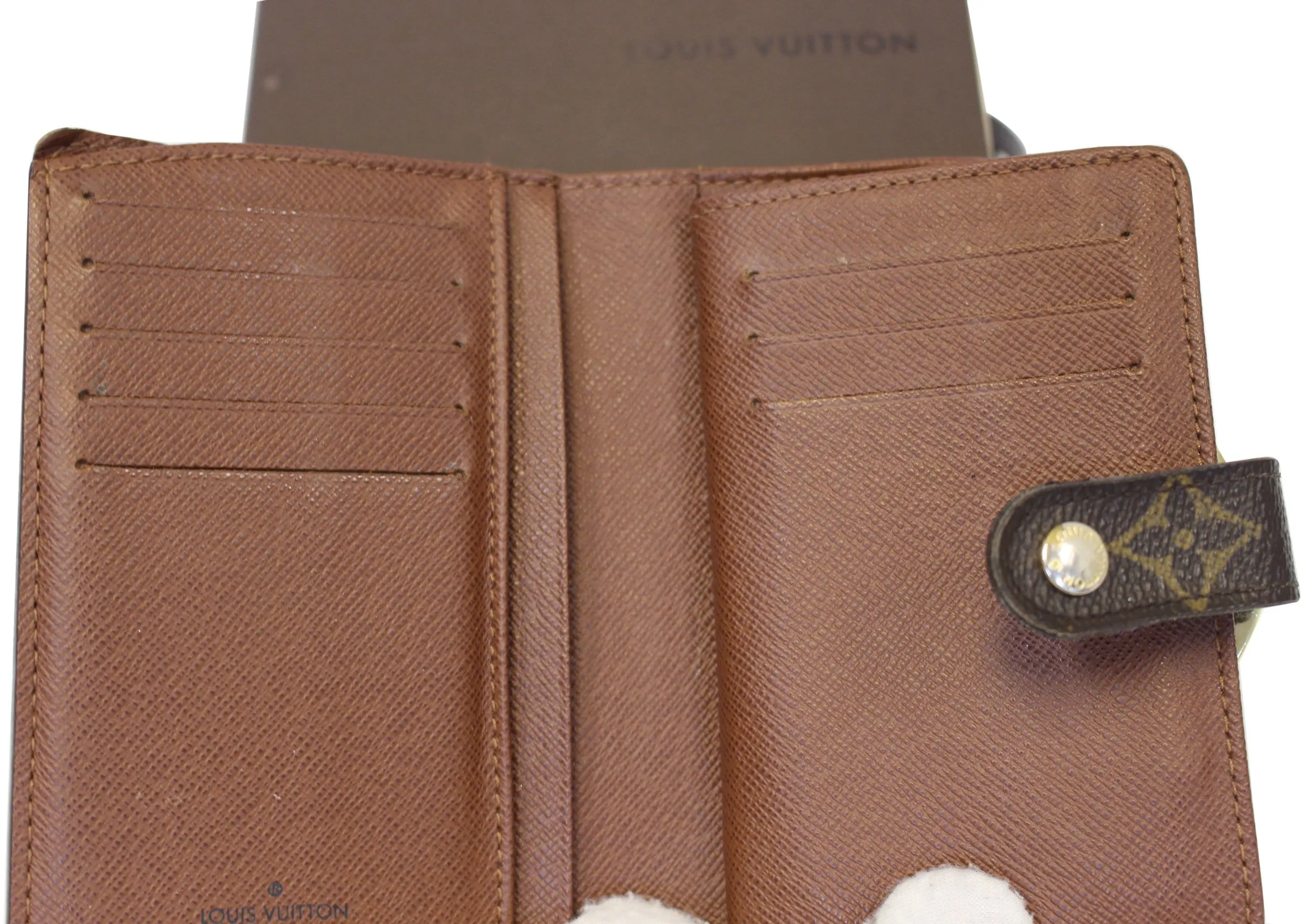LOUIS VUITTON French Kisslock Monogram Canvas Wallet Brown