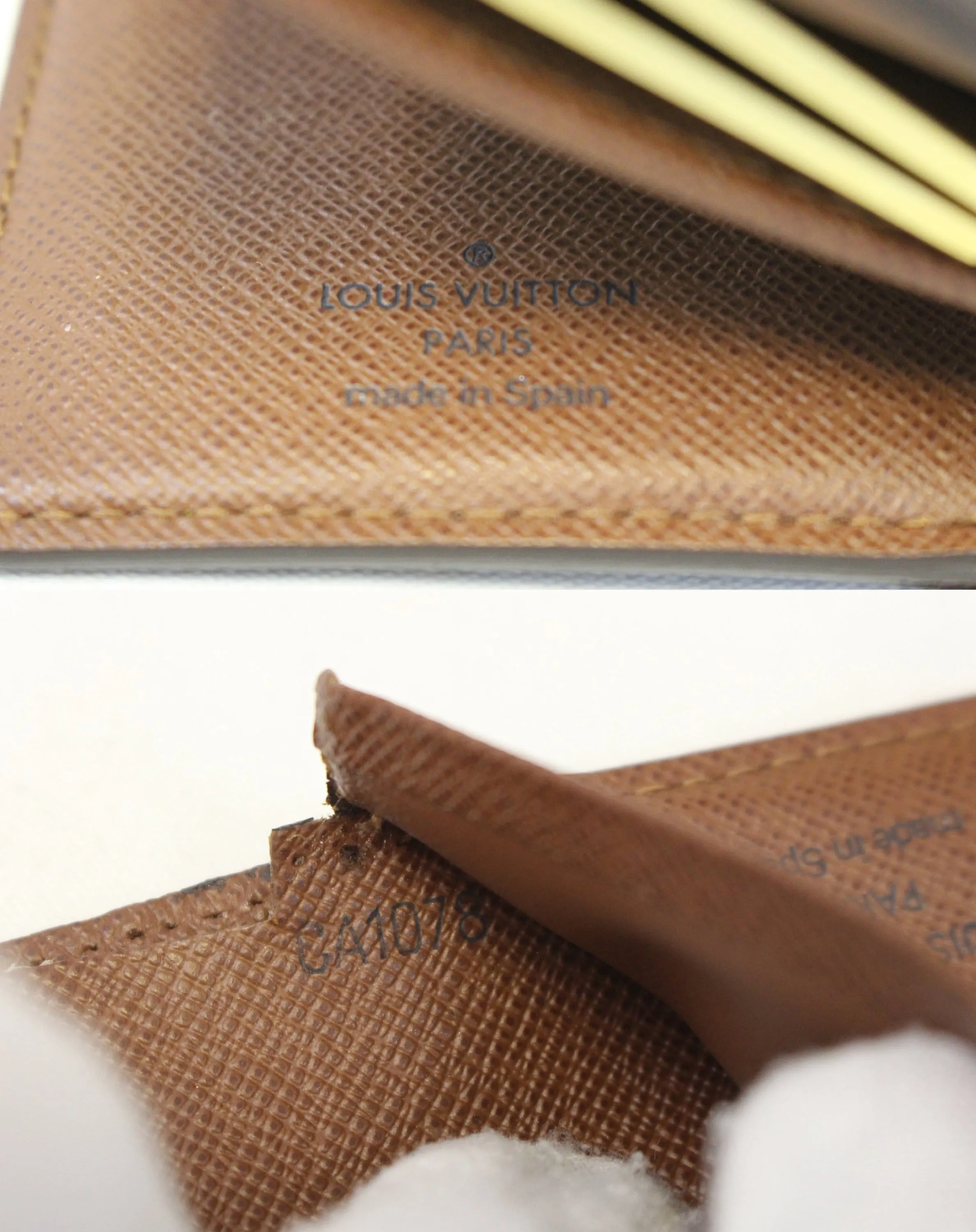 LOUIS VUITTON French Kisslock Monogram Canvas Wallet Brown