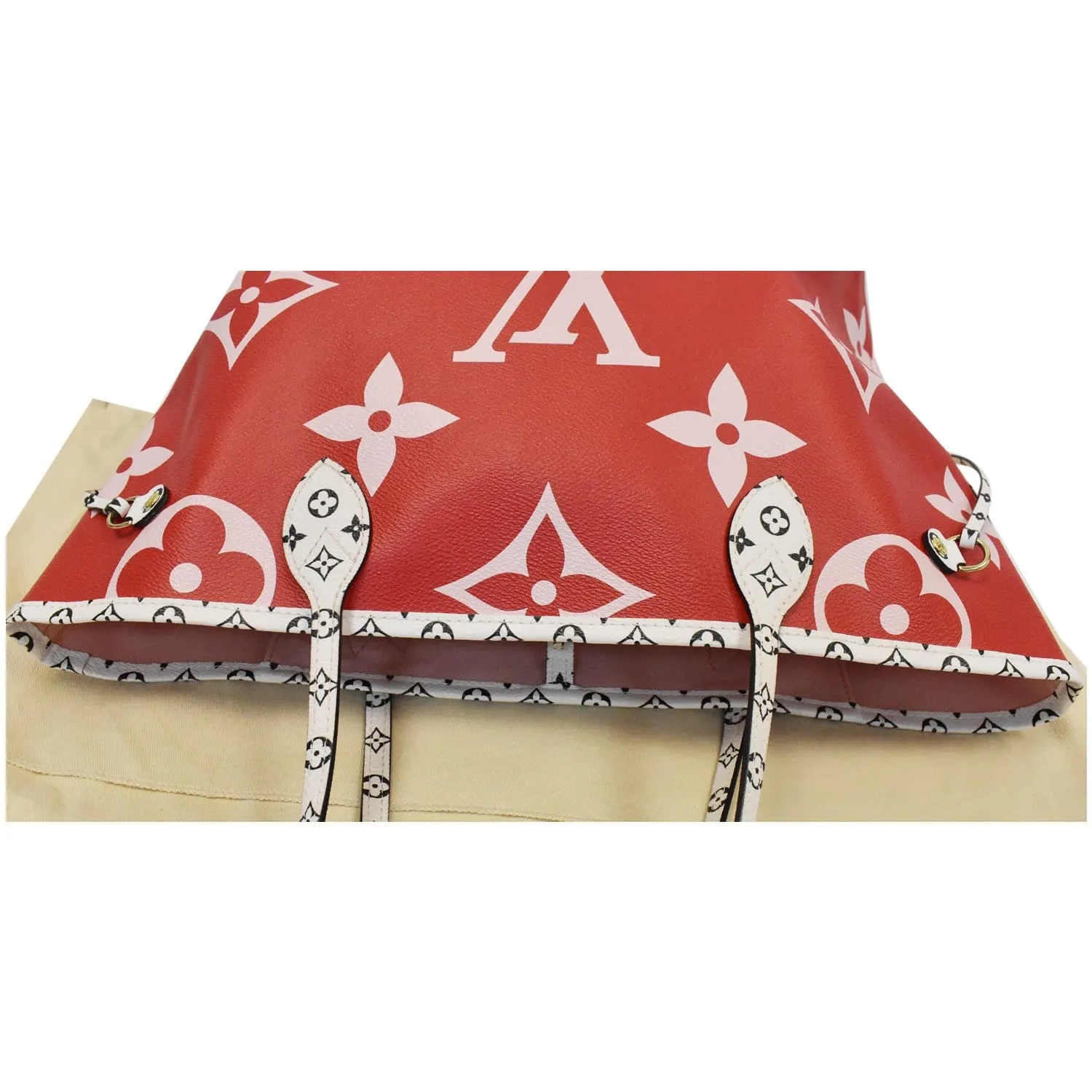 LOUIS VUITTON Giant Neverfull MM Monogram Canvas Shoulder Bag Red/Pink