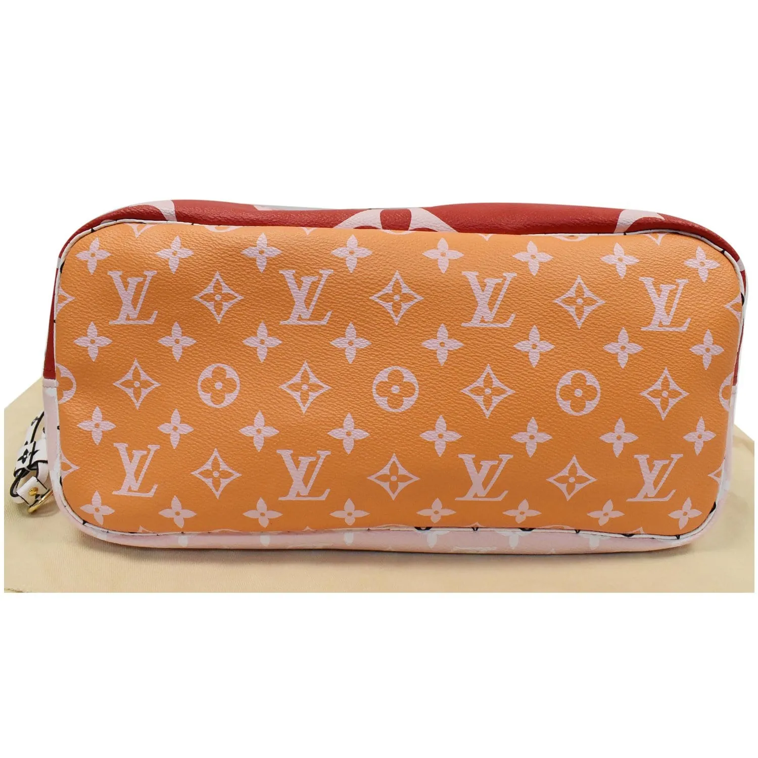 LOUIS VUITTON Giant Neverfull MM Monogram Canvas Shoulder Bag Red/Pink