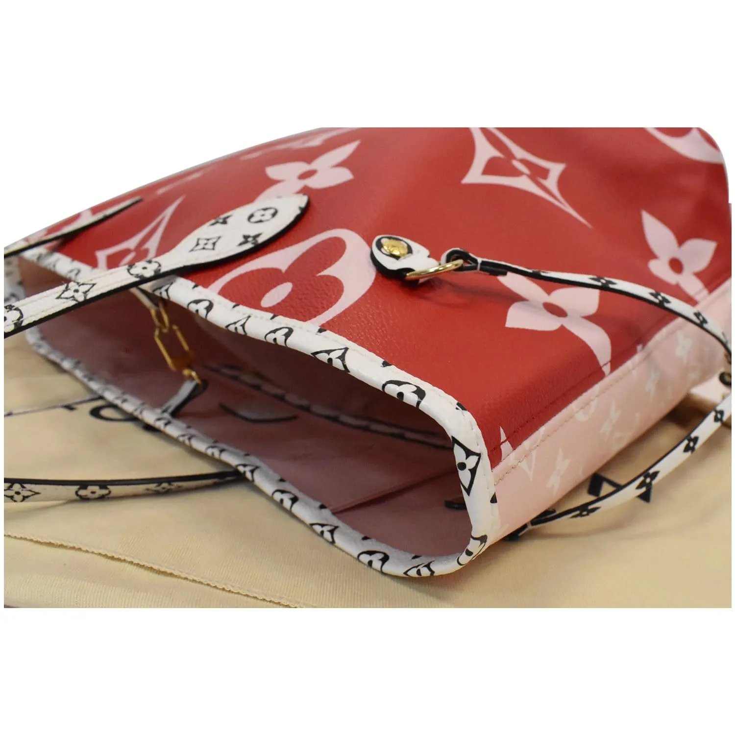 LOUIS VUITTON Giant Neverfull MM Monogram Canvas Shoulder Bag Red/Pink
