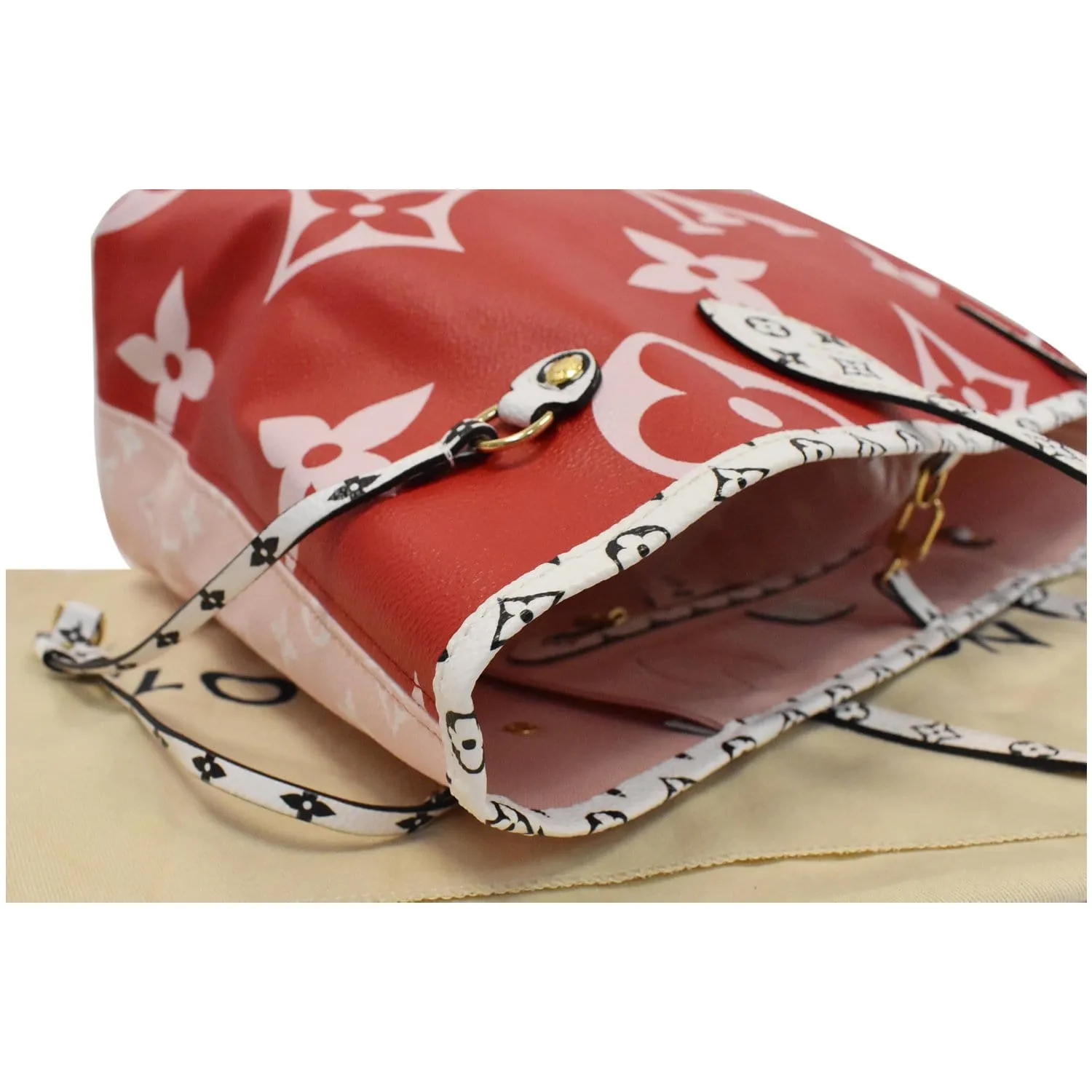 LOUIS VUITTON Giant Neverfull MM Monogram Canvas Shoulder Bag Red/Pink
