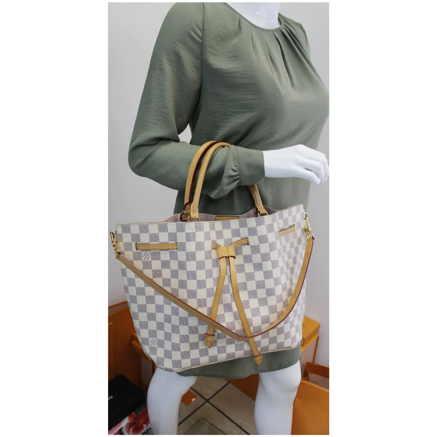 LOUIS VUITTON Girolata Damier Azur Shoulder Bag White