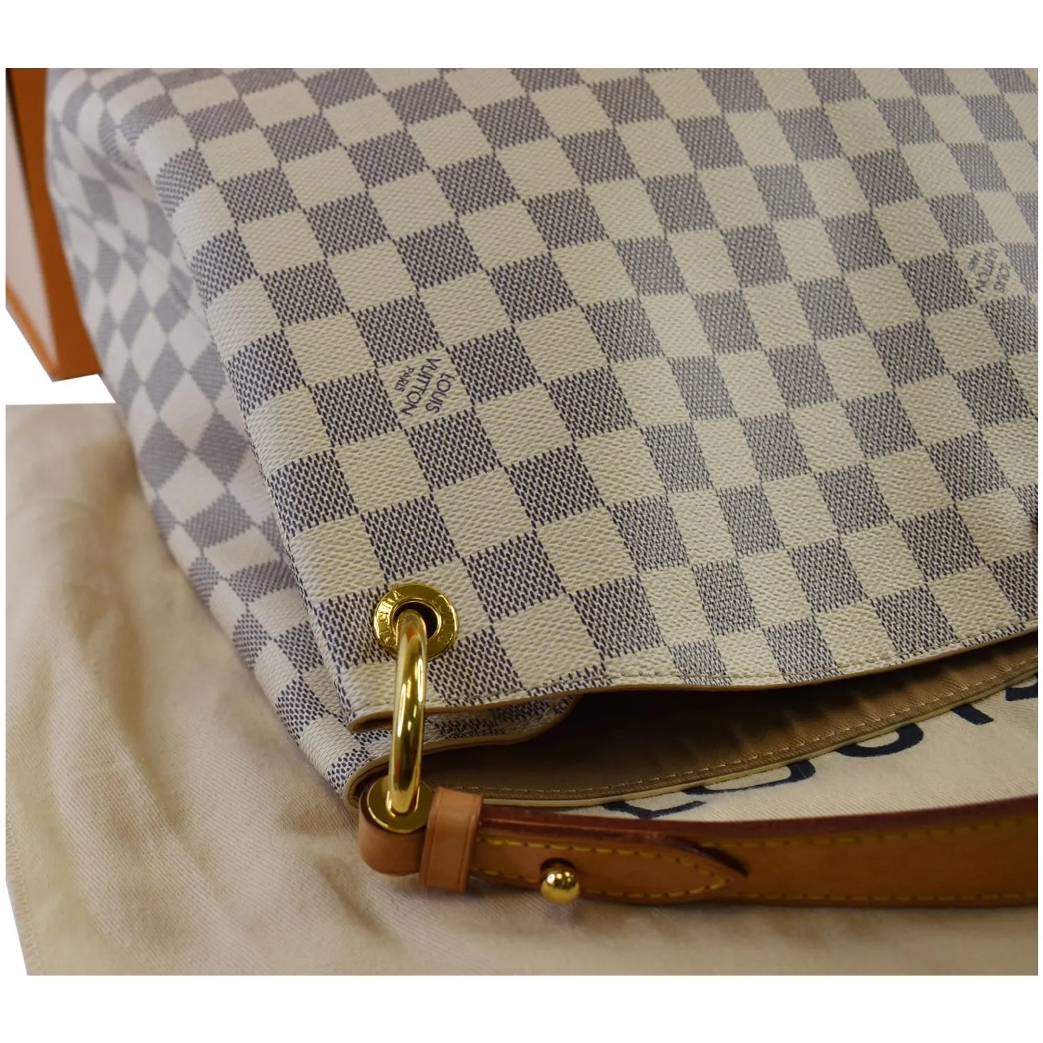 LOUIS VUITTON Graceful MM Damier Azur Shoulder Bag White