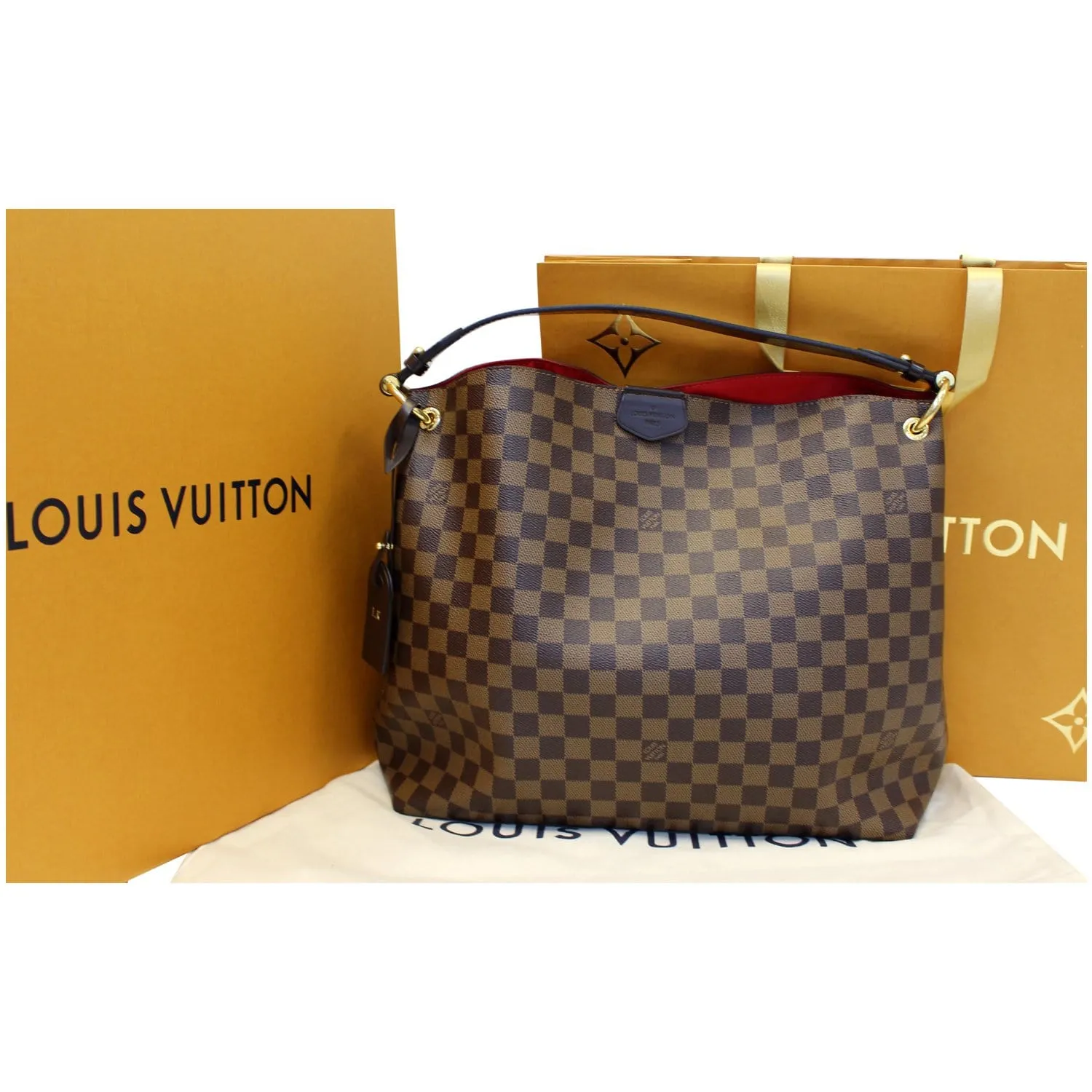 LOUIS VUITTON Graceful MM Damier Ebene Shoulder Bag Brown