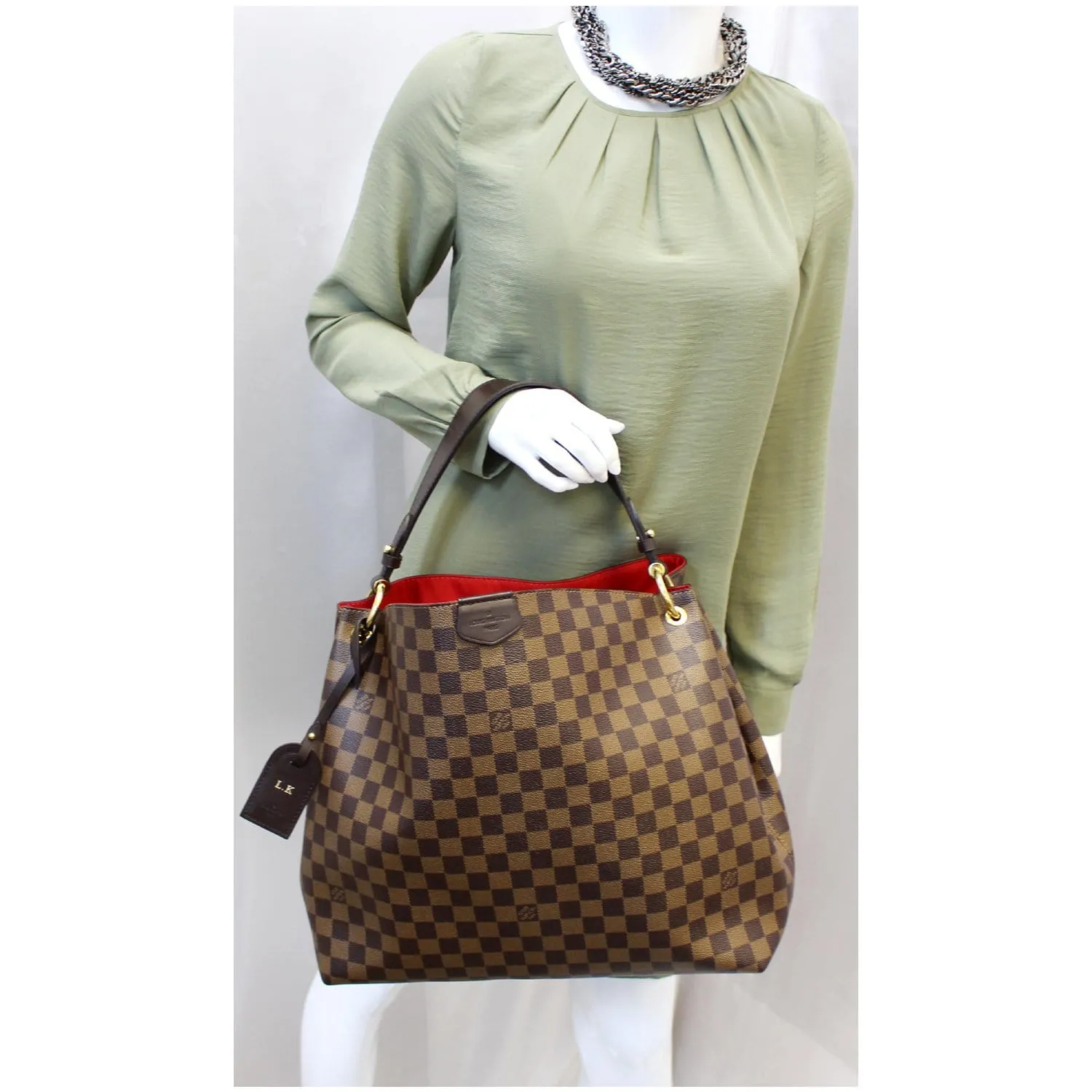 LOUIS VUITTON Graceful MM Damier Ebene Shoulder Bag Brown