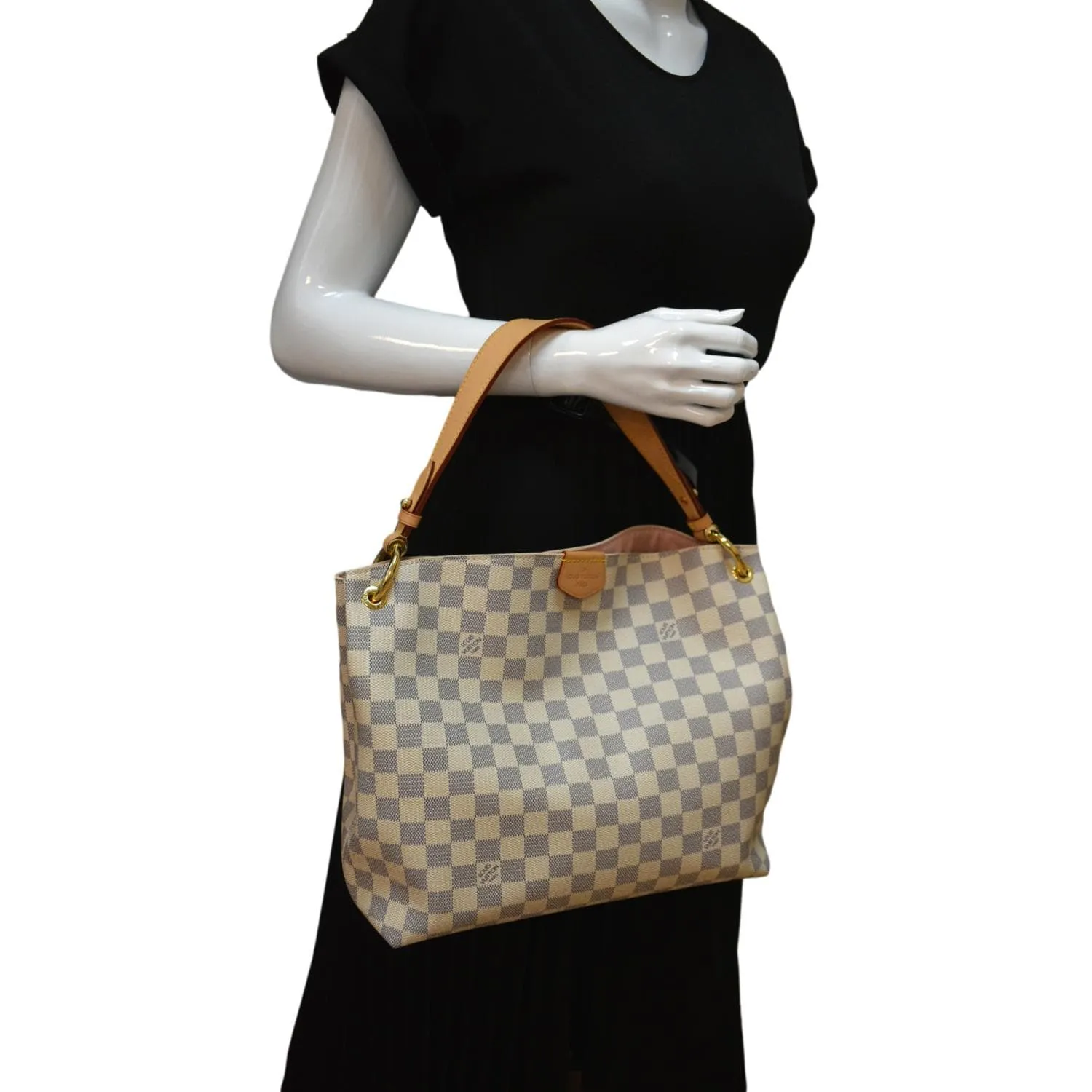 LOUIS VUITTON Graceful PM Damier Azur Shoulder Bag White