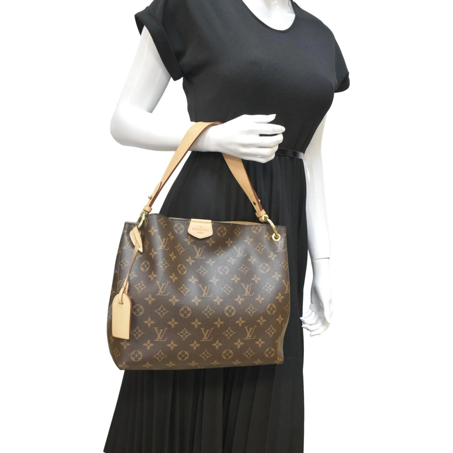 LOUIS VUITTON Graceful PM Monogram Canvas Hobo Bag Brown