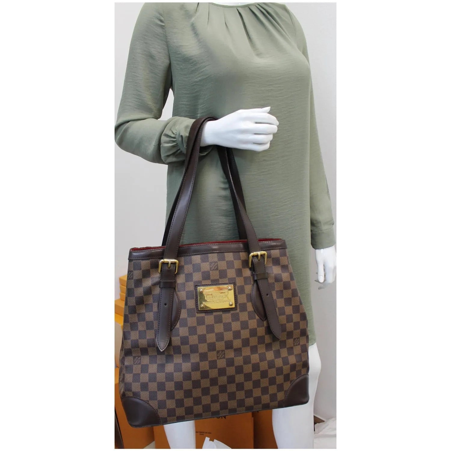 LOUIS VUITTON Hampstead GM Damier Ebene Shoulder Bag Brown