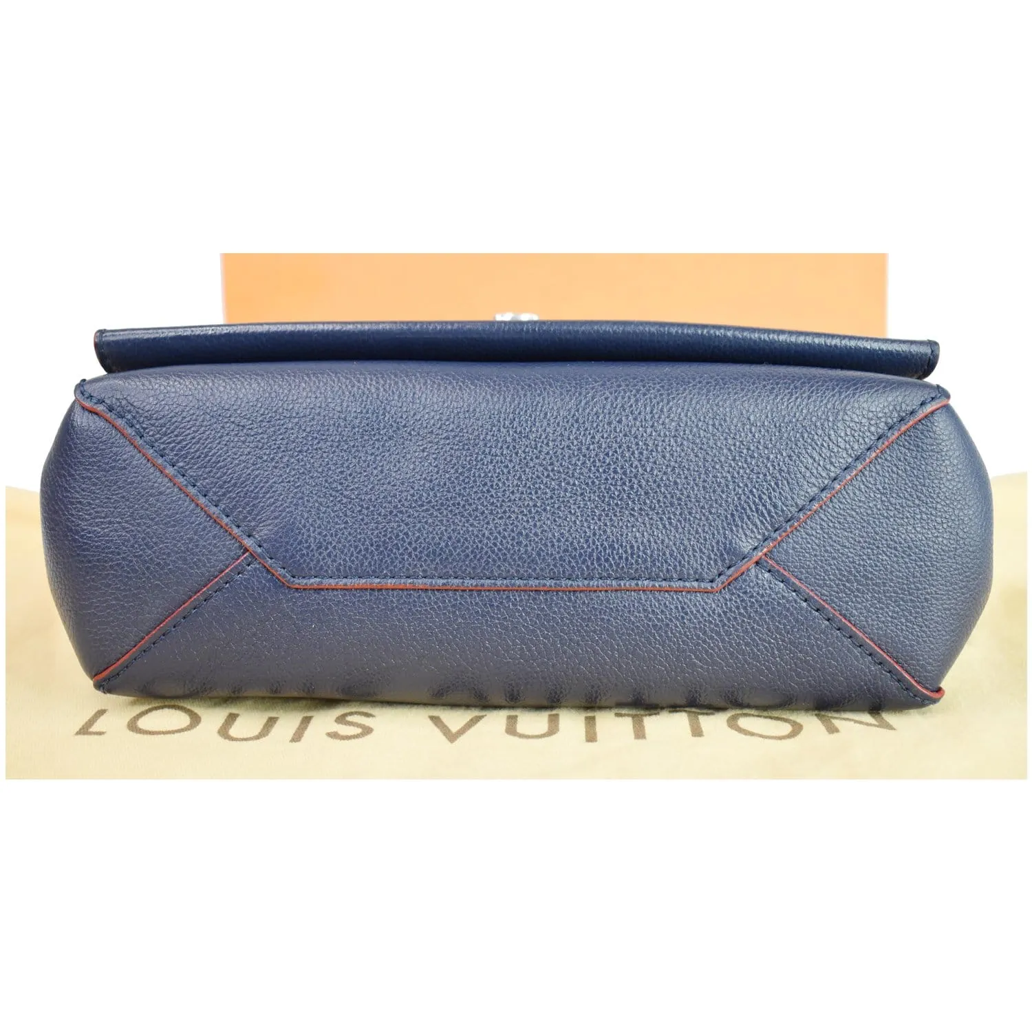 LOUIS VUITTON Lockme II BB Pebbled Leather Shoulder Bag Blue