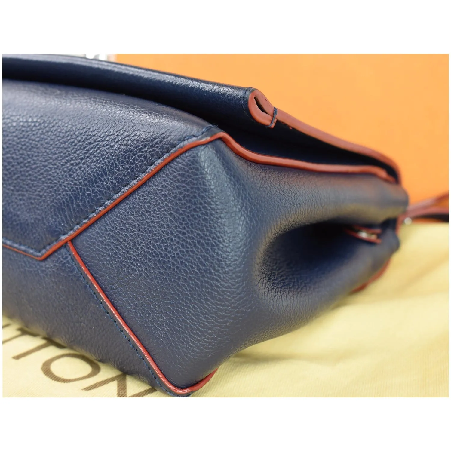 LOUIS VUITTON Lockme II BB Pebbled Leather Shoulder Bag Blue