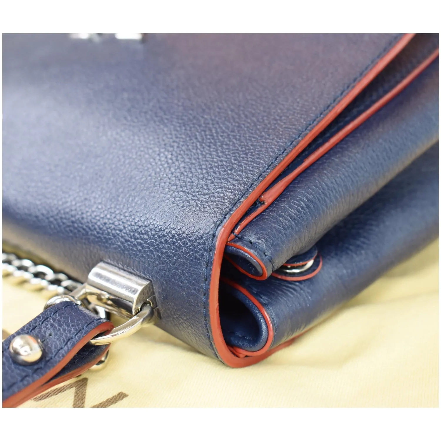 LOUIS VUITTON Lockme II BB Pebbled Leather Shoulder Bag Blue
