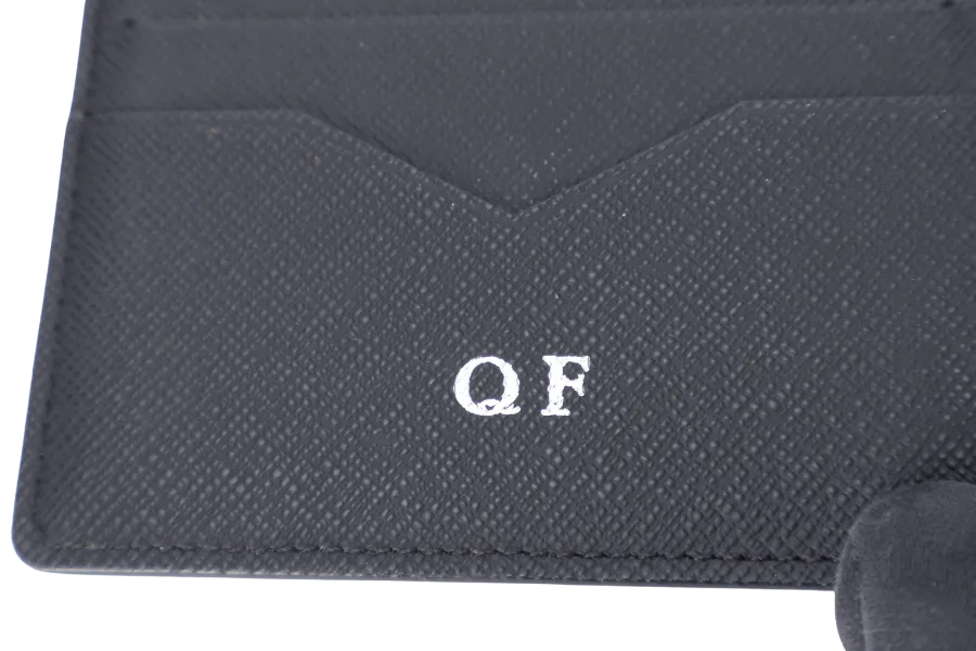 LOUIS VUITTON MONEY CLIP WALLET BLACK TAIGA LEATHER_QF_INITIALS_ MB4153 WITH DUST COVER AND BOX