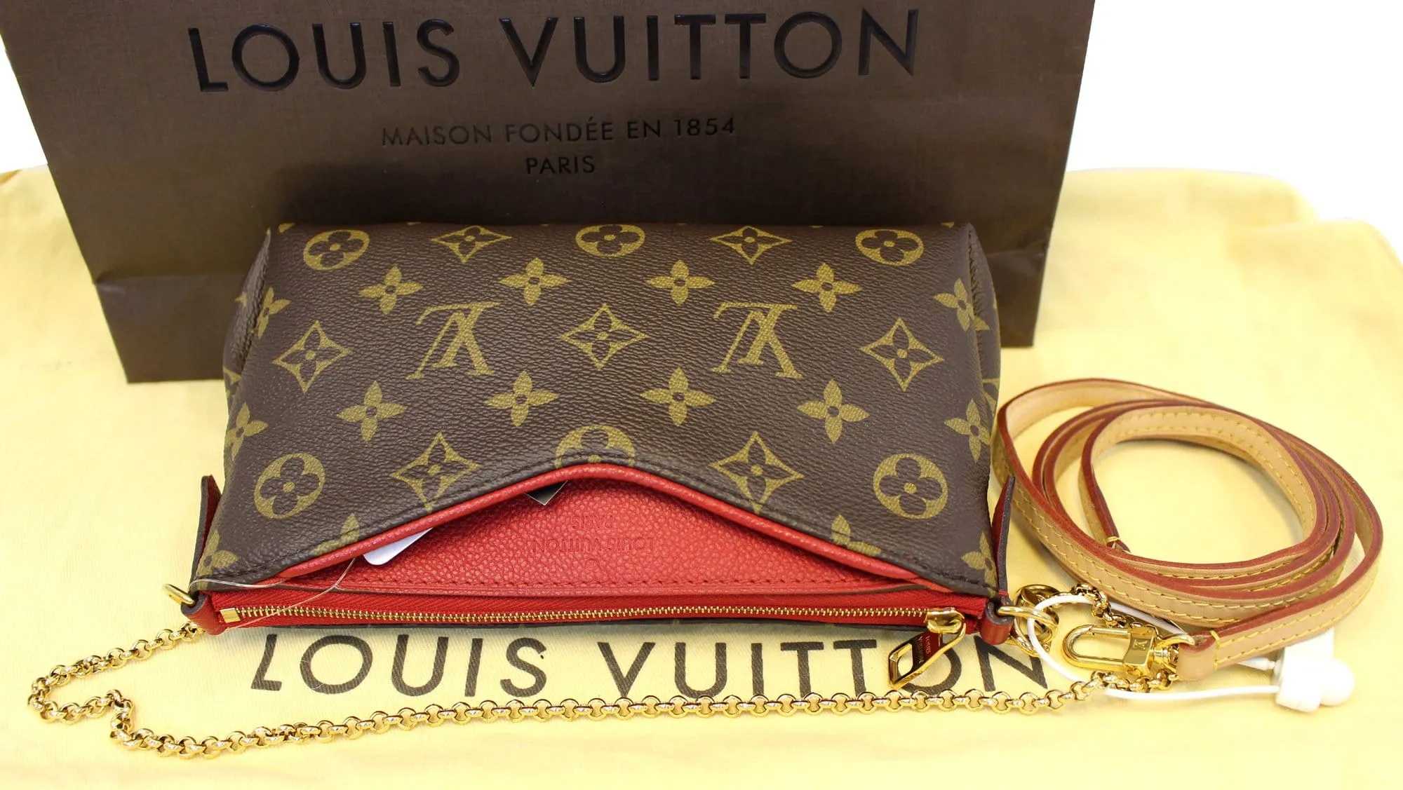 LOUIS VUITTON Monogram Canvas Pallas Clutch Crossbody Bag