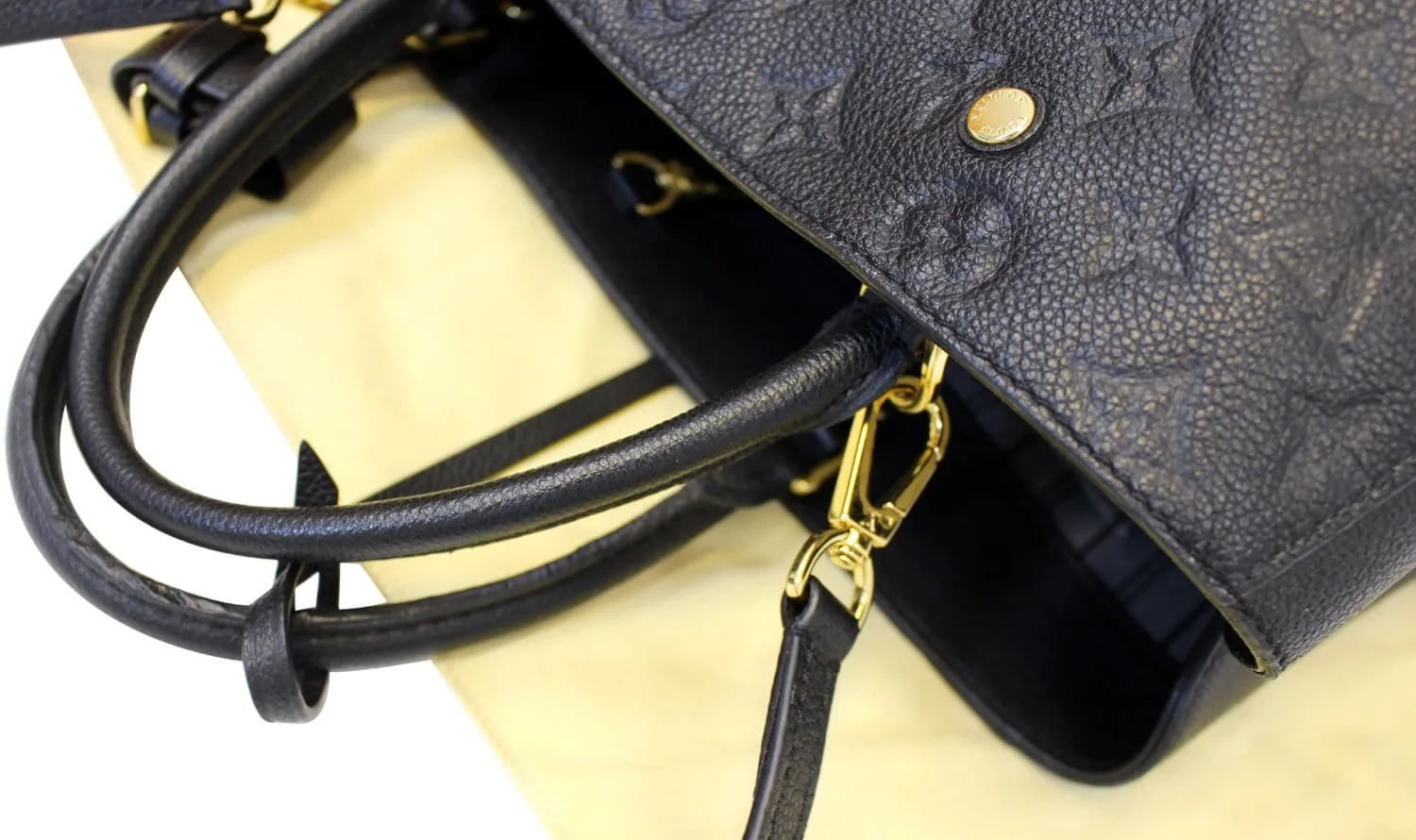 LOUIS VUITTON Monogram Empreinte Montaigne GM Noir Black Shoulder Bag
