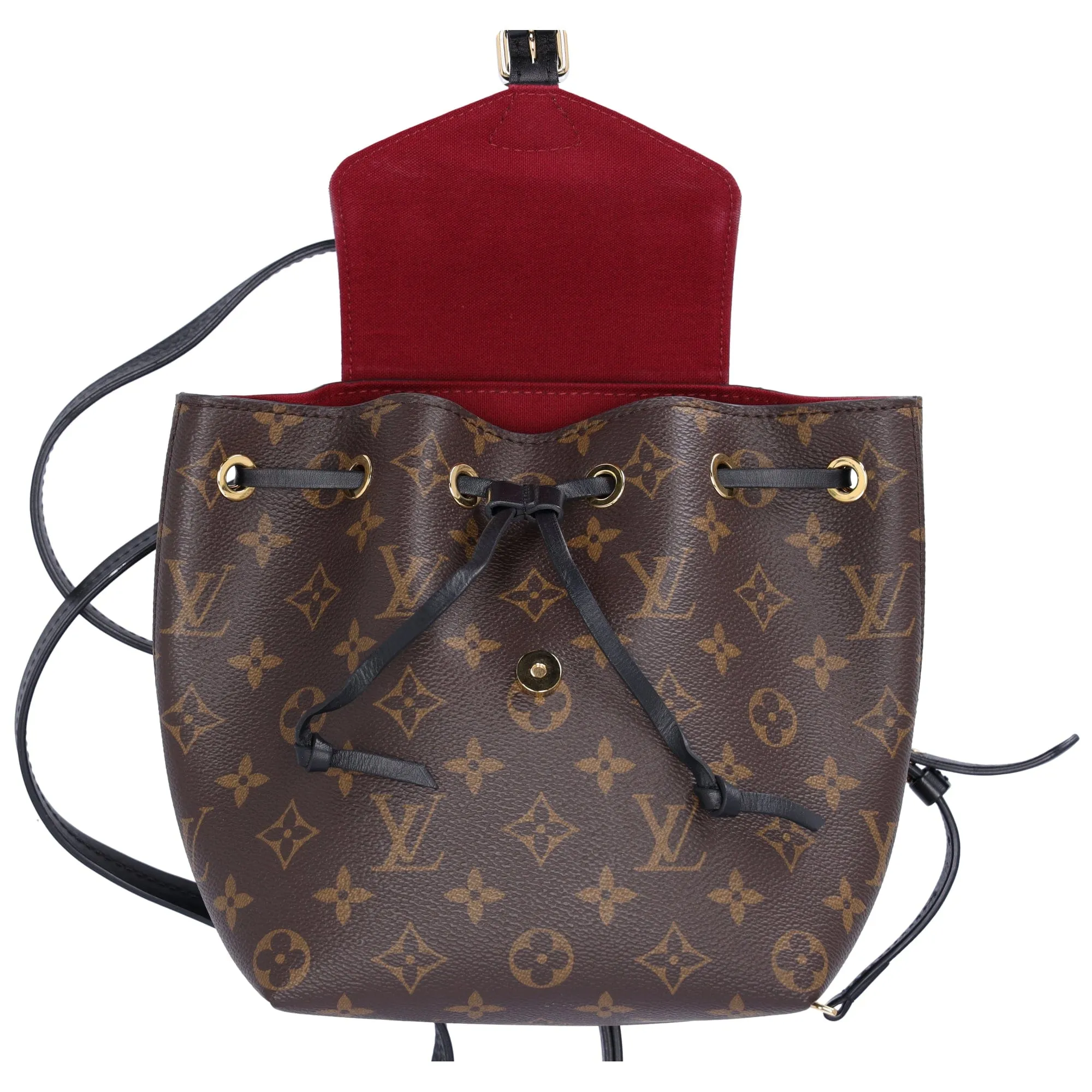 Louis Vuitton Montsouris BB NM Backpack Brown Monogram Black Drawstring