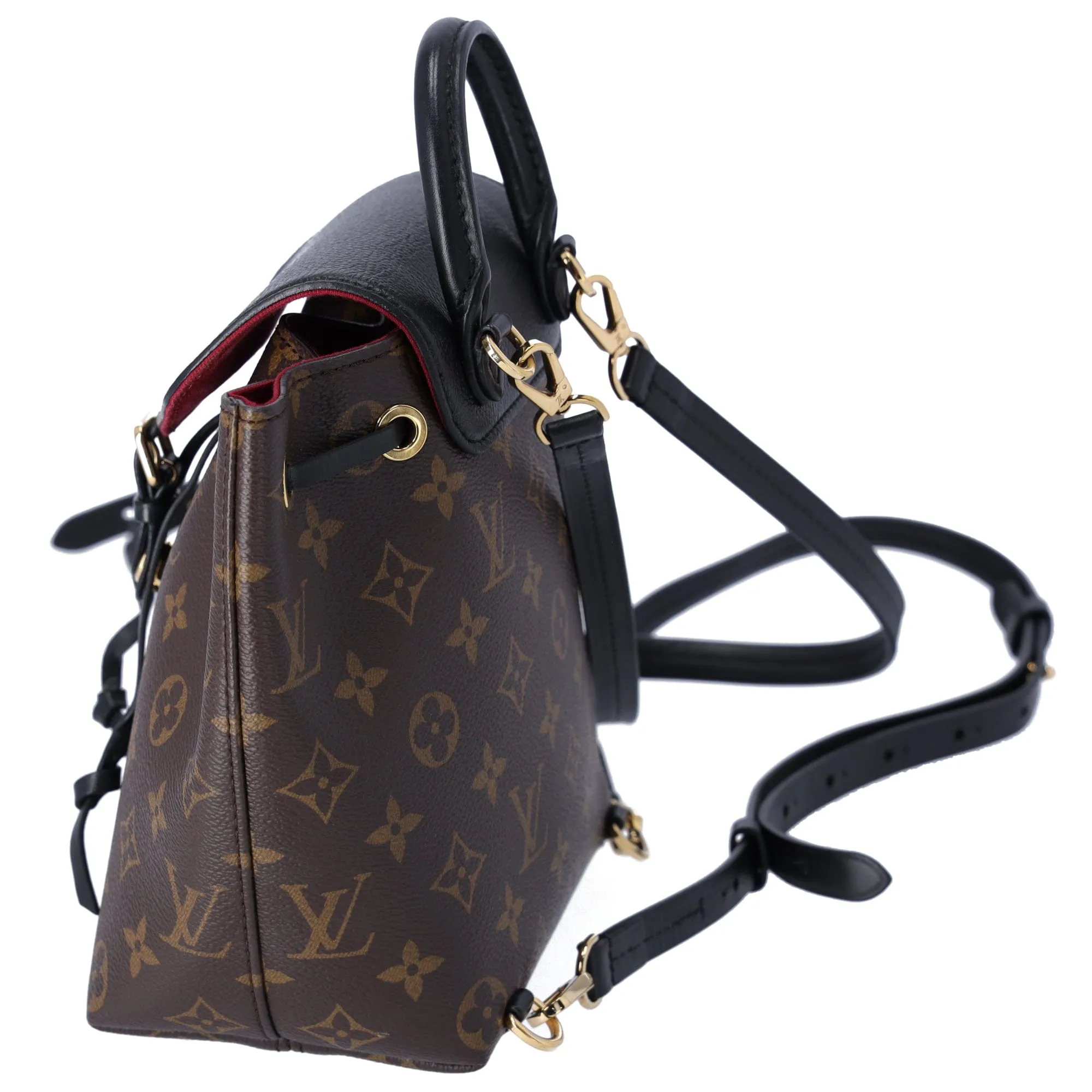 Louis Vuitton Montsouris BB NM Backpack Brown Monogram Black Drawstring