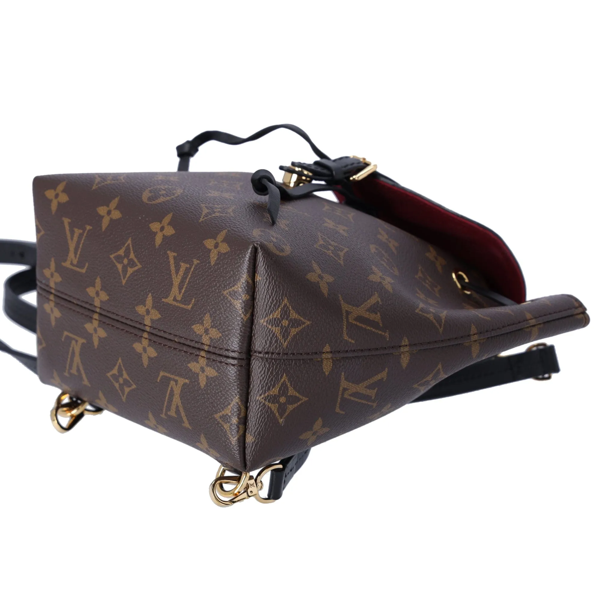 Louis Vuitton Montsouris BB NM Backpack Brown Monogram Black Drawstring