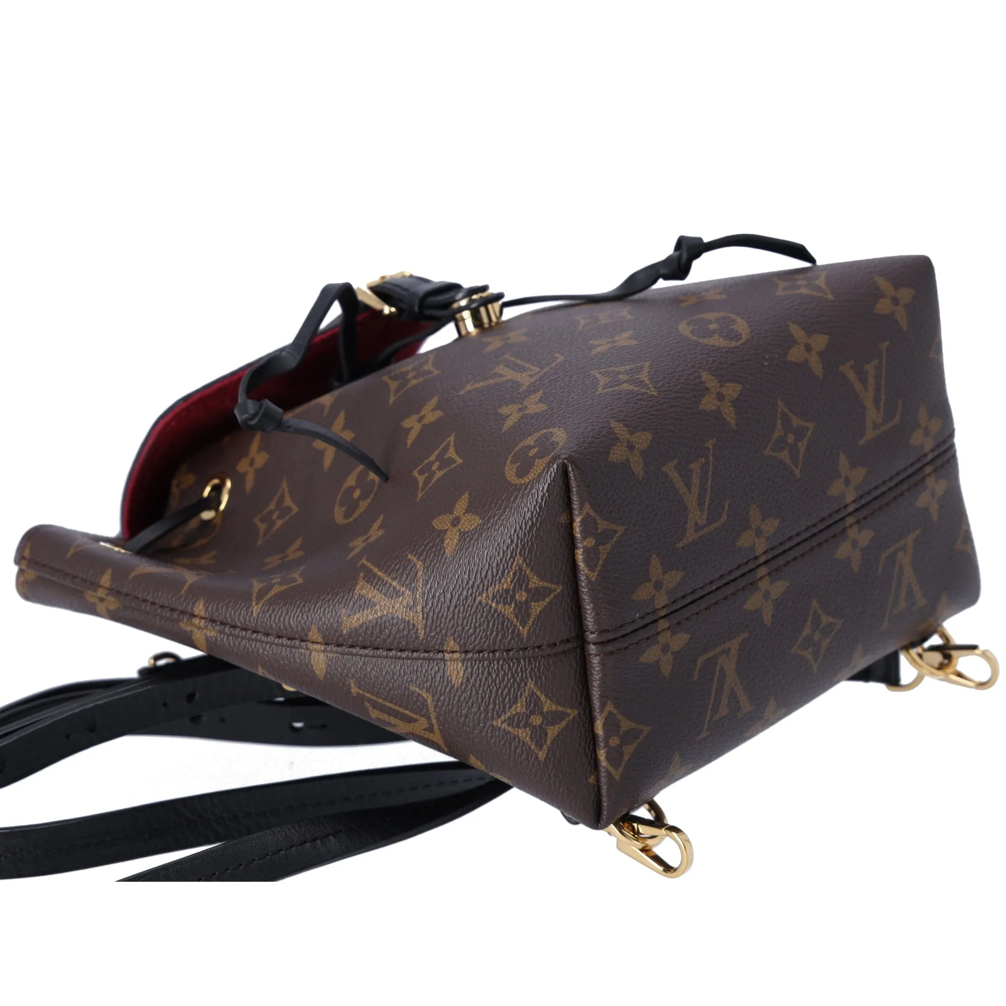 Louis Vuitton Montsouris BB NM Backpack Brown Monogram Black Drawstring