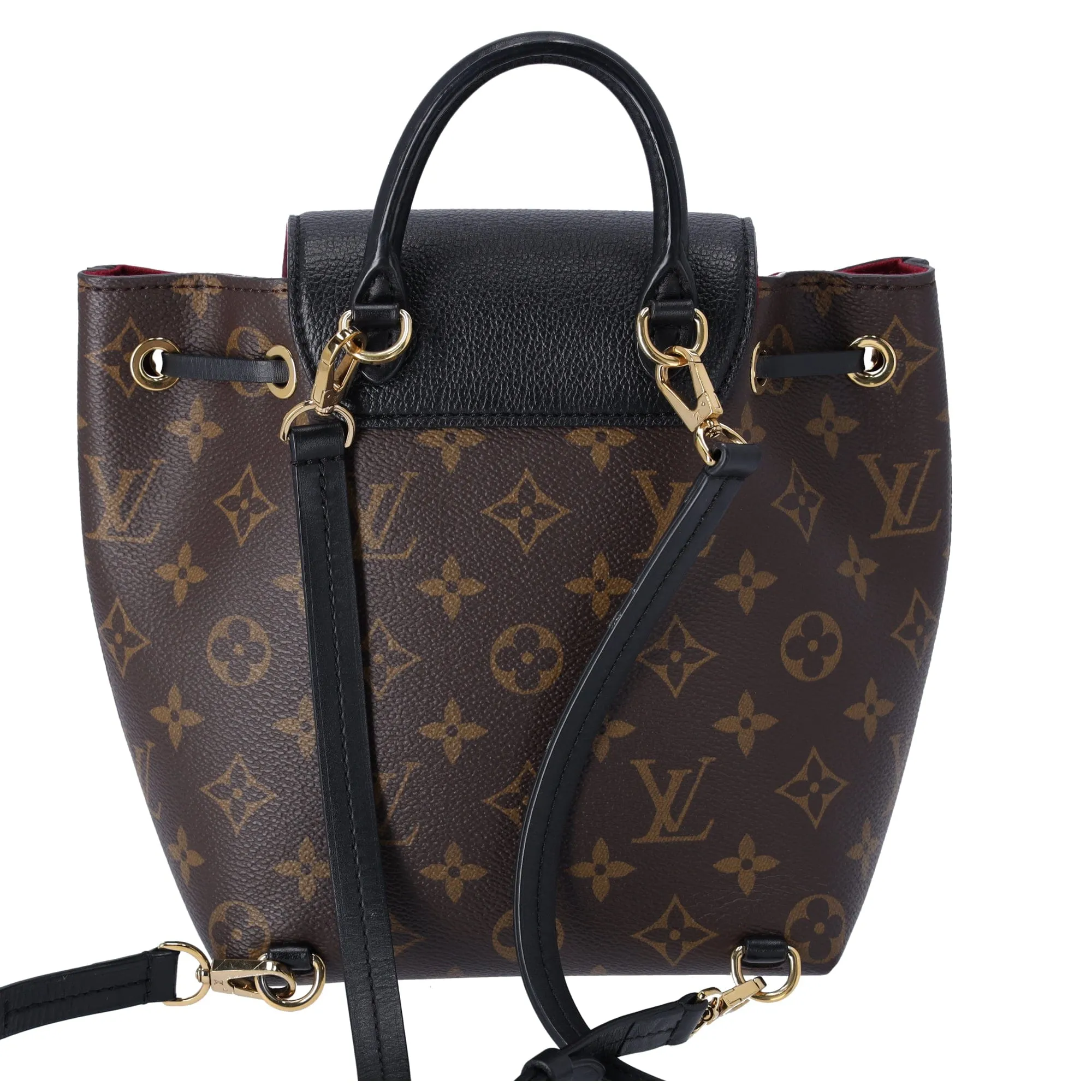 Louis Vuitton Montsouris BB NM Backpack Brown Monogram Black Drawstring