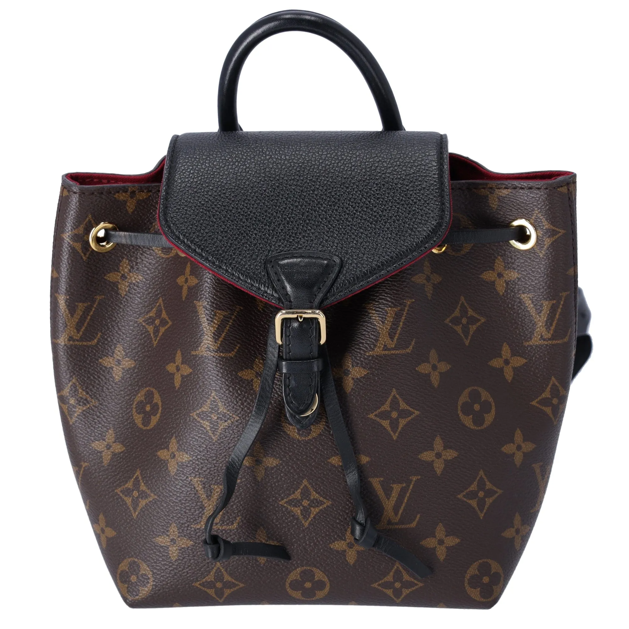 Louis Vuitton Montsouris BB NM Backpack Brown Monogram Black Drawstring