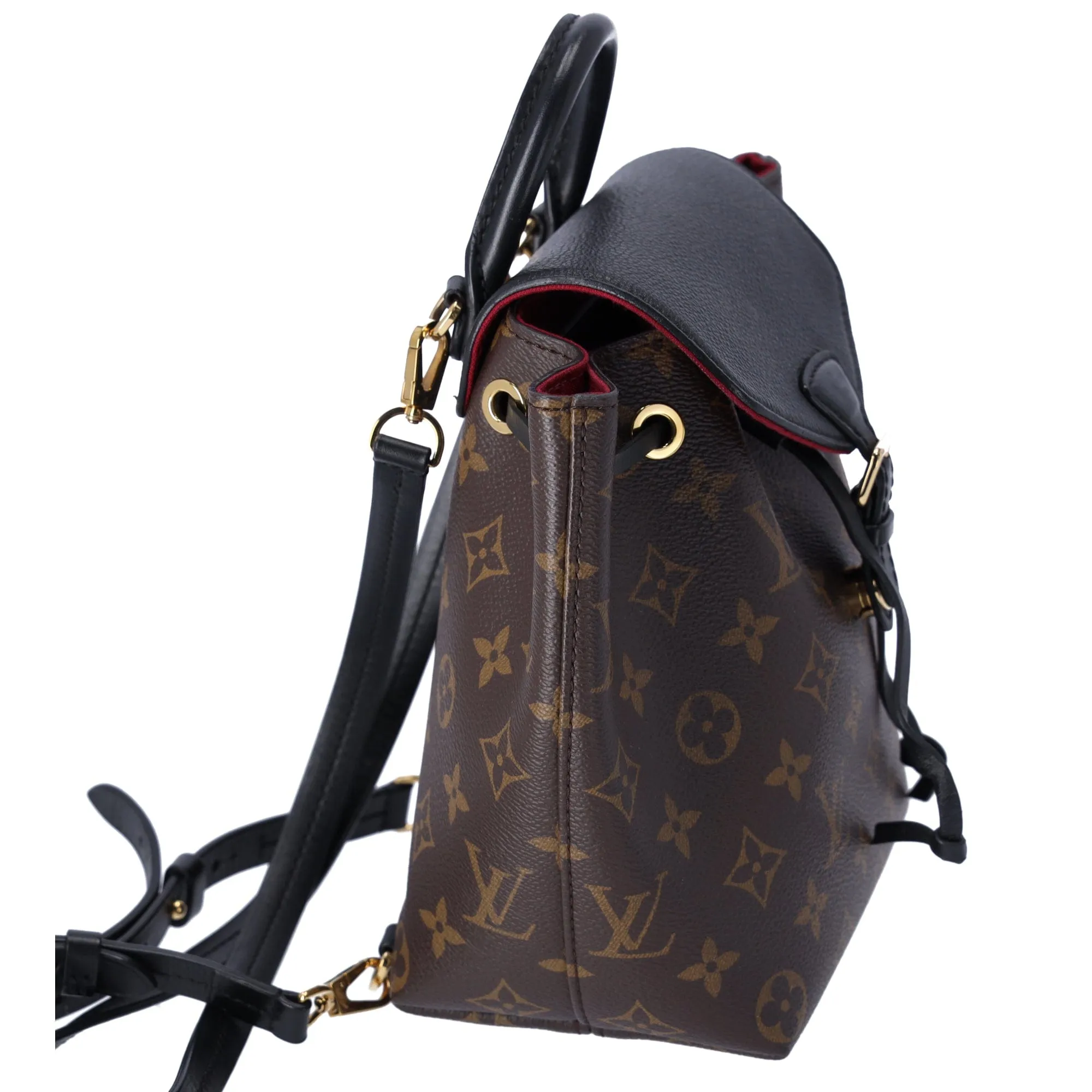 Louis Vuitton Montsouris BB NM Backpack Brown Monogram Black Drawstring