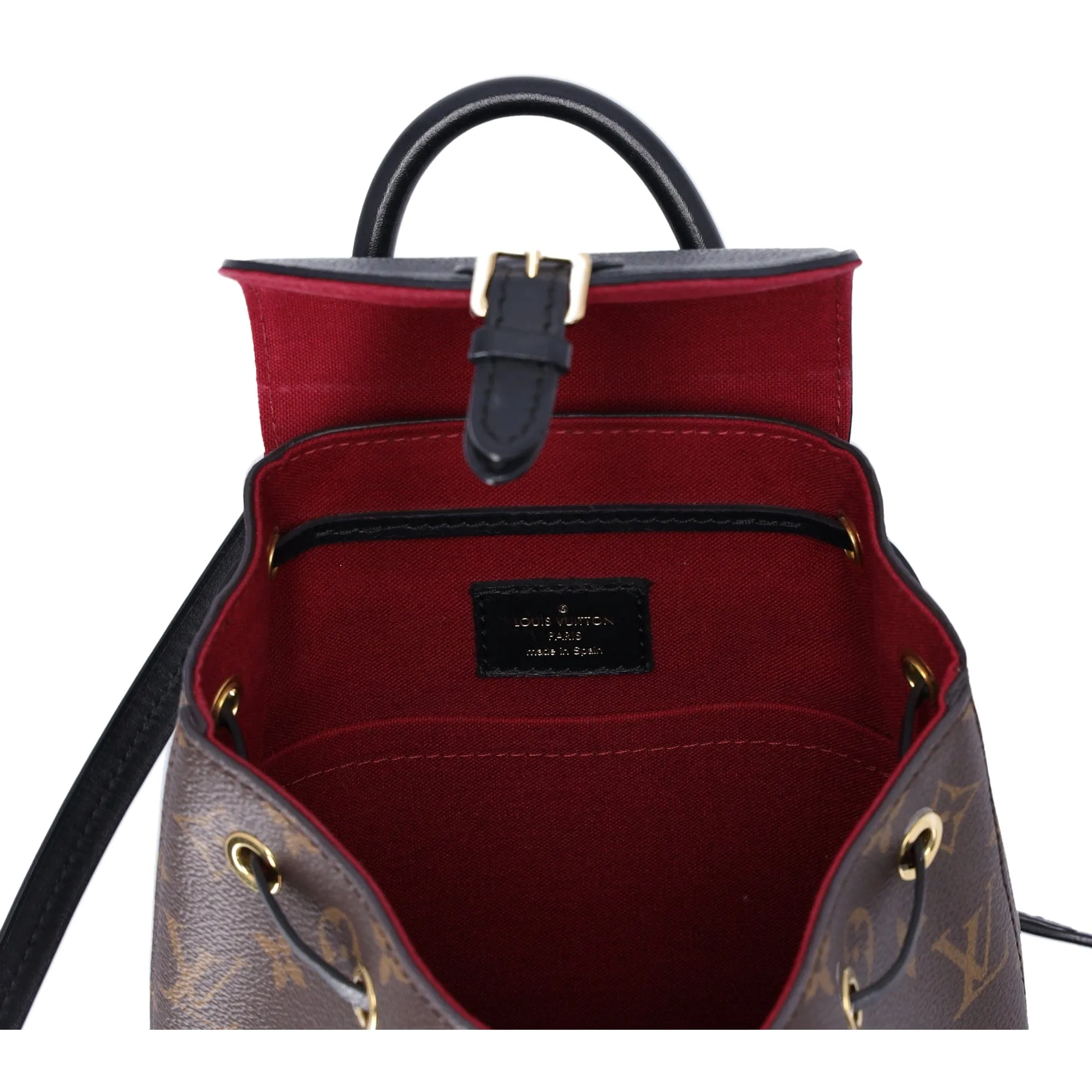Louis Vuitton Montsouris BB NM Backpack Brown Monogram Black Drawstring