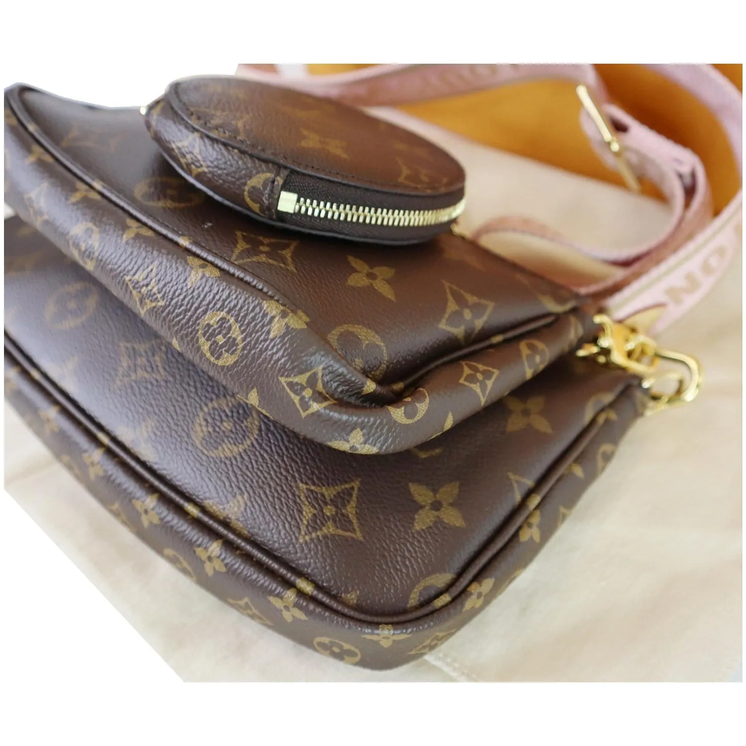 LOUIS VUITTON Multi Pochette Accessories Monogram Canvas Shoulder Bag Pink