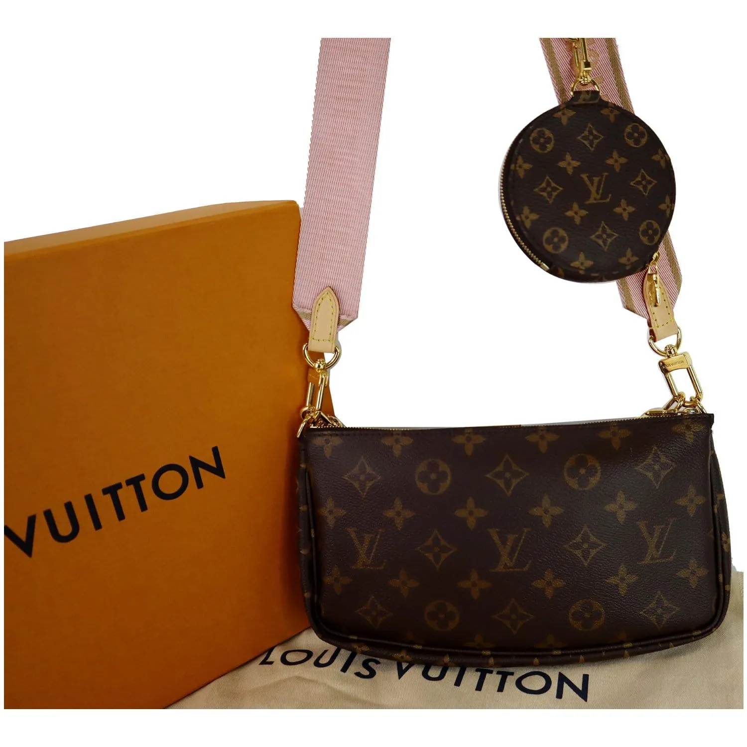 LOUIS VUITTON Multi Pochette Accessories Monogram Canvas Shoulder Bag Pink