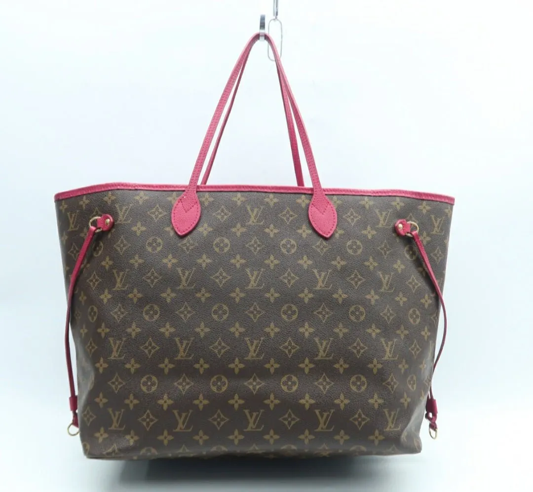 Louis Vuitton Neverfull GM Brown & Fuchsia Canvas Tote Bag