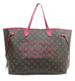 Louis Vuitton Neverfull GM Brown & Fuchsia Canvas Tote Bag