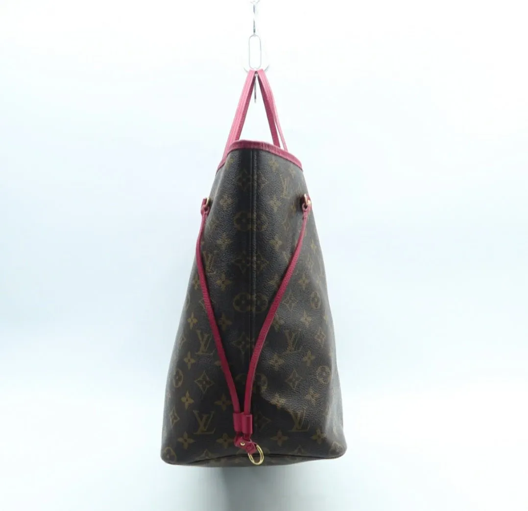 Louis Vuitton Neverfull GM Brown & Fuchsia Canvas Tote Bag