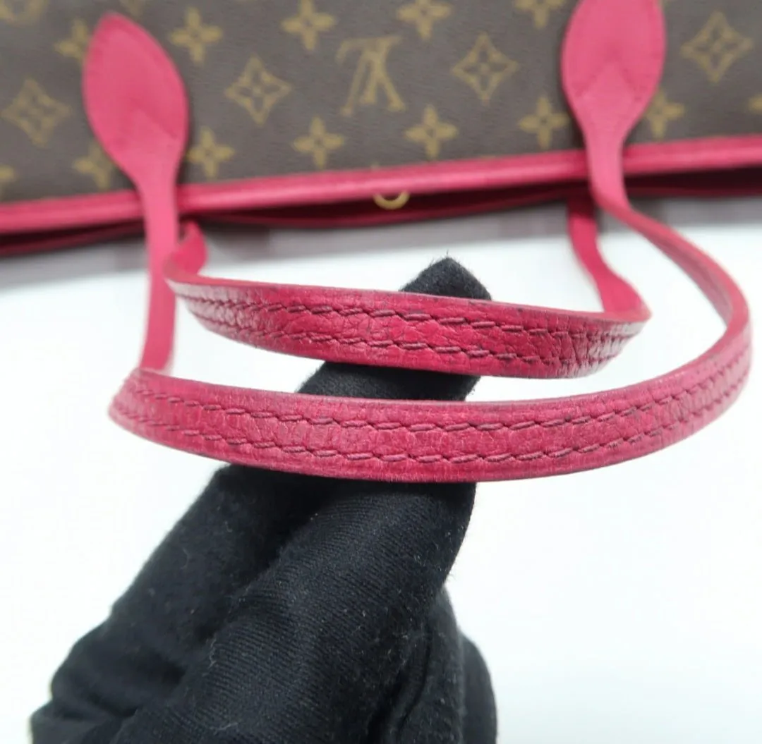 Louis Vuitton Neverfull GM Brown & Fuchsia Canvas Tote Bag